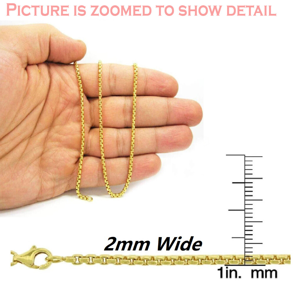 Solid Real 18K Yellow Gold Filled Classic 2mm Thin Round Box Link Chain Necklace