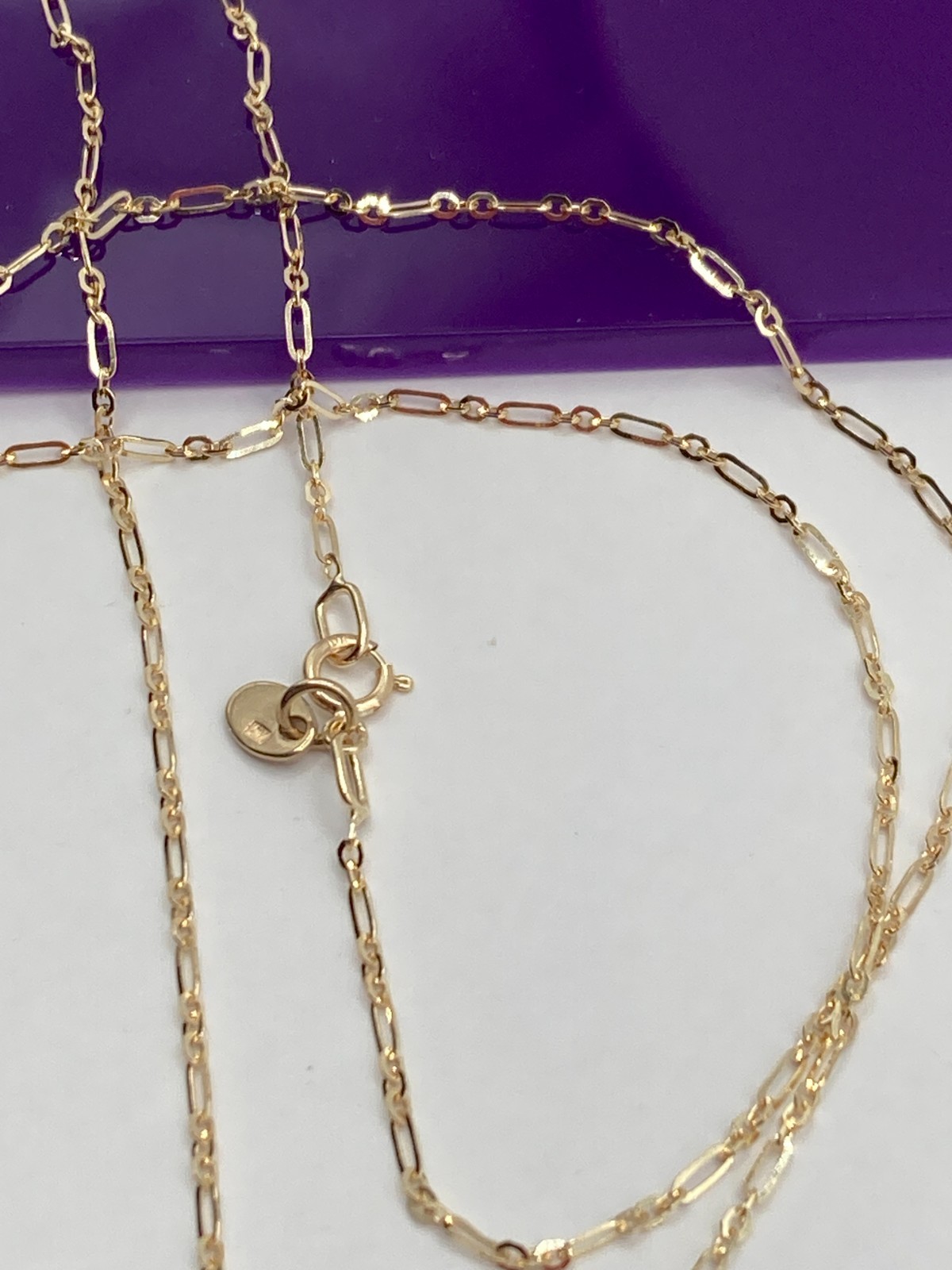 solid 10k gold paperclip Figaro chain 1.5mm necklace
