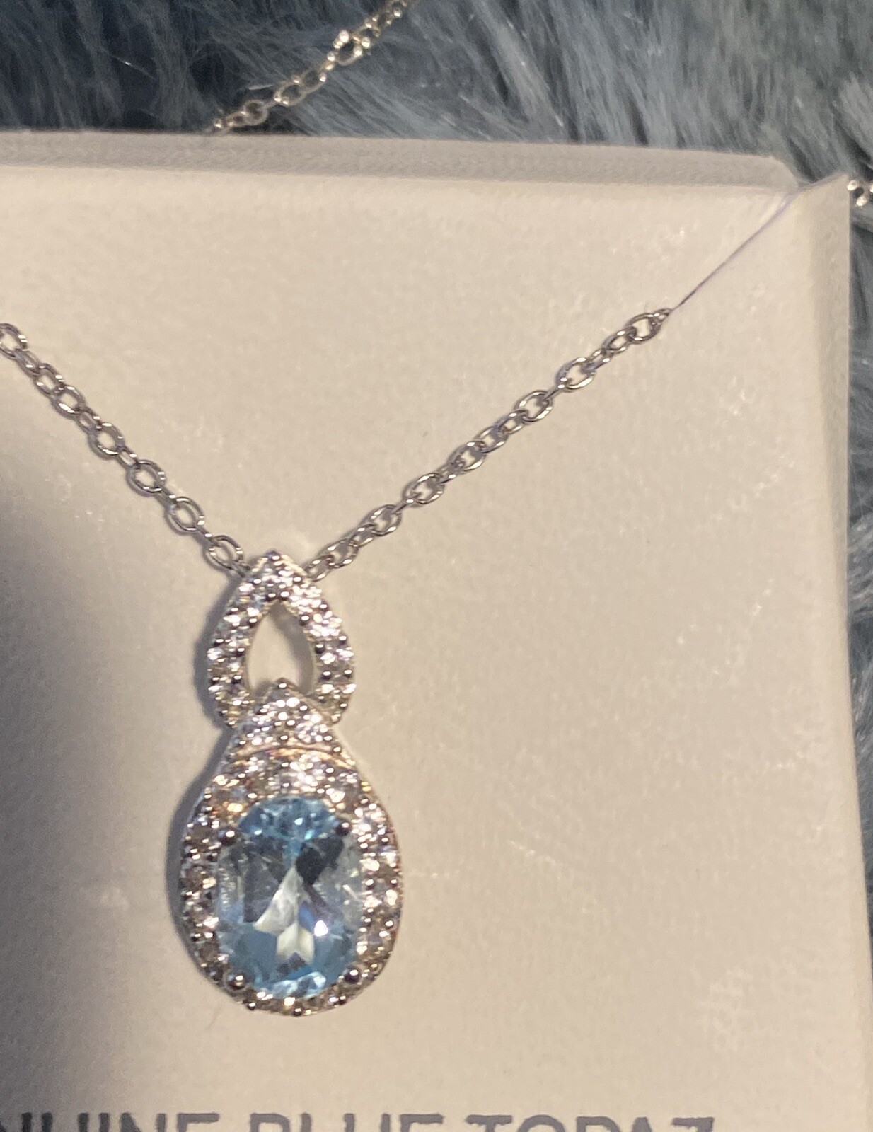 Yes, Please!-Womens Lab Created Blue Topaz Sterling Silver Oval Pendant-NEW!!