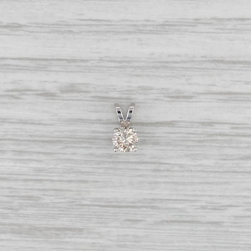 New 0.37ct Diamond Solitaire Pendant 14k White Gold 4 Prong Small Round Drop