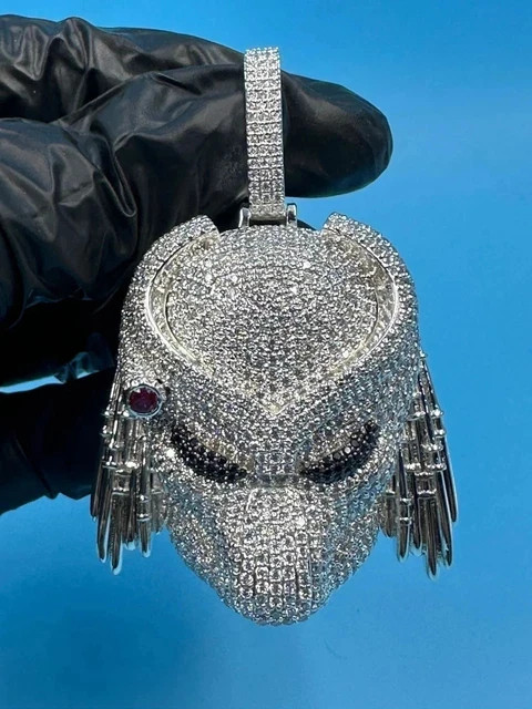 4.50Ct Round Cut Real Moissanite Predator Men’s Pendant 14K White Gold Plated