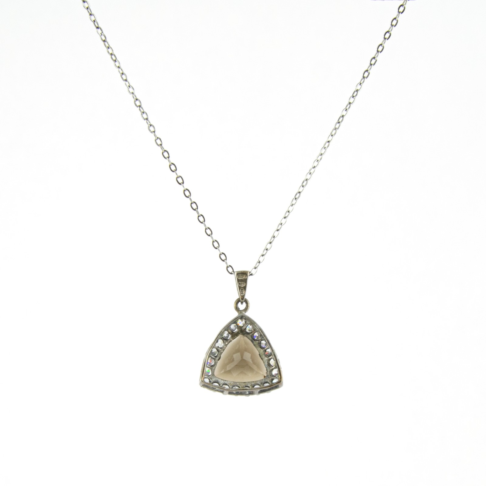 Women’s Trillion Cut Smoky Topaz with Cubic Zirconia Pendant and Necklace Set