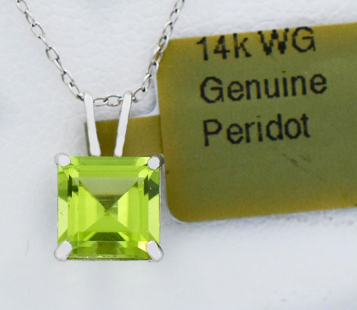 GENUINE 1.02 Cts PERIDOT PENDANT 14K SOLID WHITE GOLD -Free Chain-FREE APPRAISAL