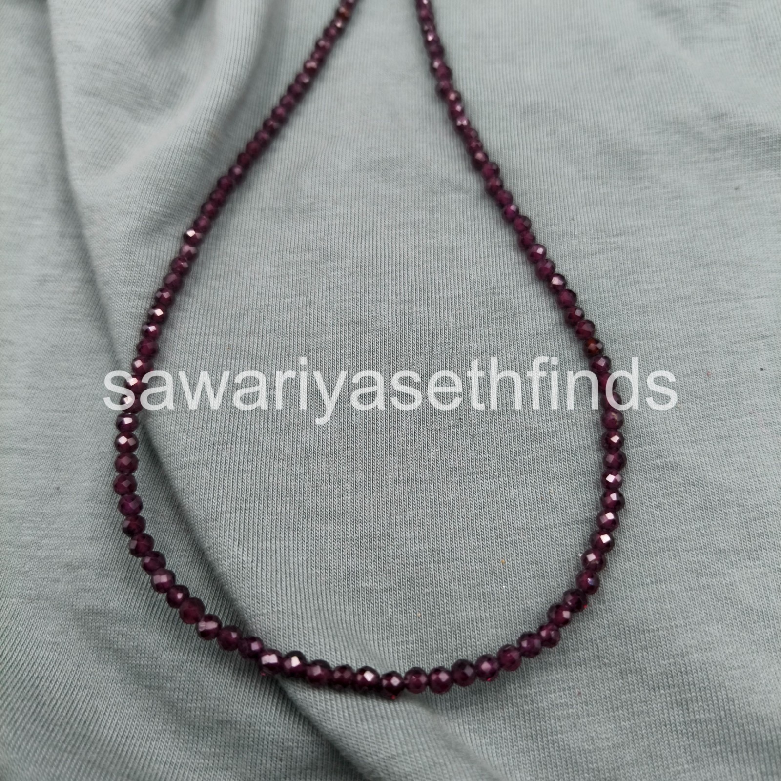 Natural Garnet 3mm Faceted Round Necklace, Minimal Layering Jewelry, January Bir