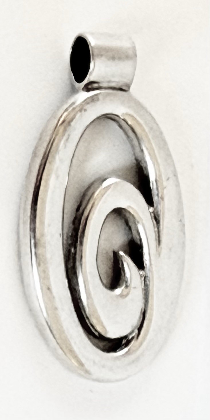 Sterling Silver Oval Modern Design Pendant