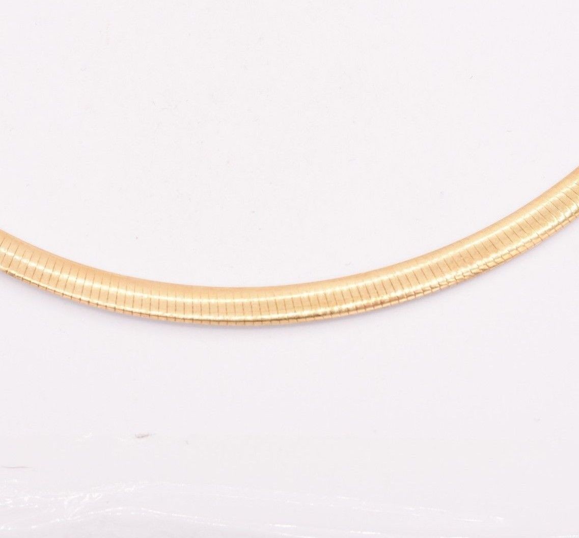 5mm Italian Reversible Omega Chain Necklace 14K Yellow Gold Plated Silver 925