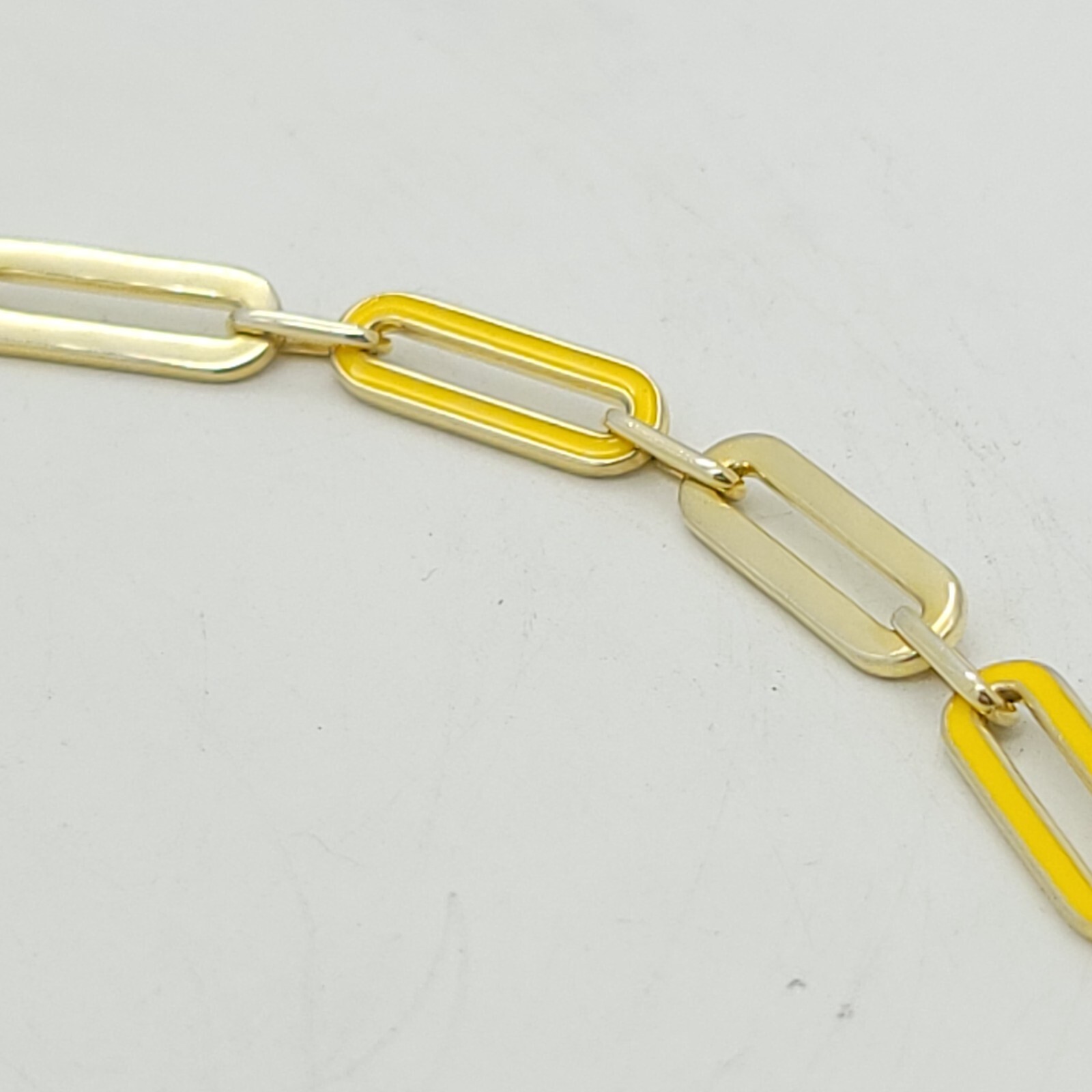 Adinas Jewels Sterling Silver Gold Tone Pastel Yellow Enamel Paper Clip Necklace