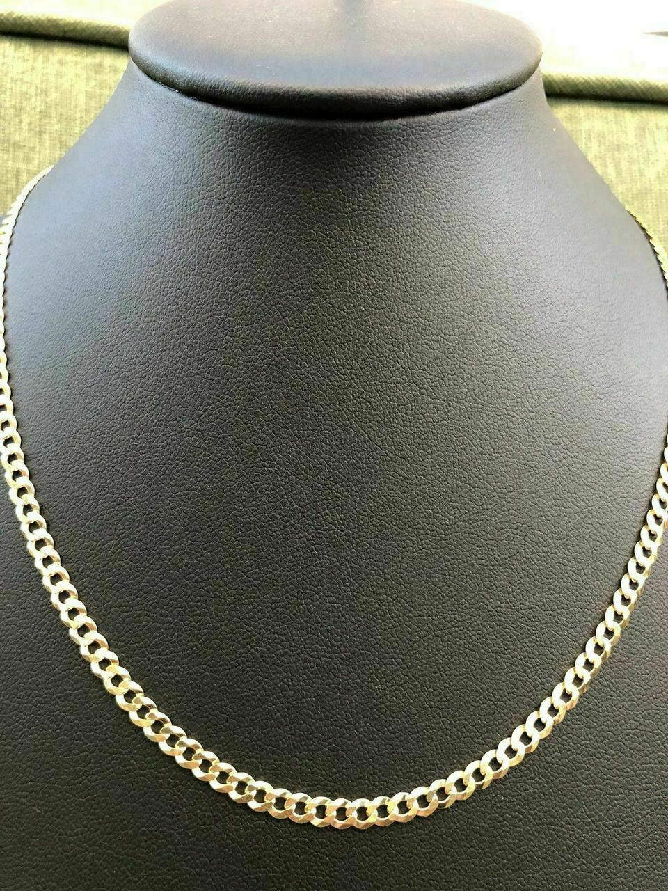 Ladies 18” 14k Yellow Gold Plated Solid 925 Silver 4mm Flat Cuban Chain ITALY