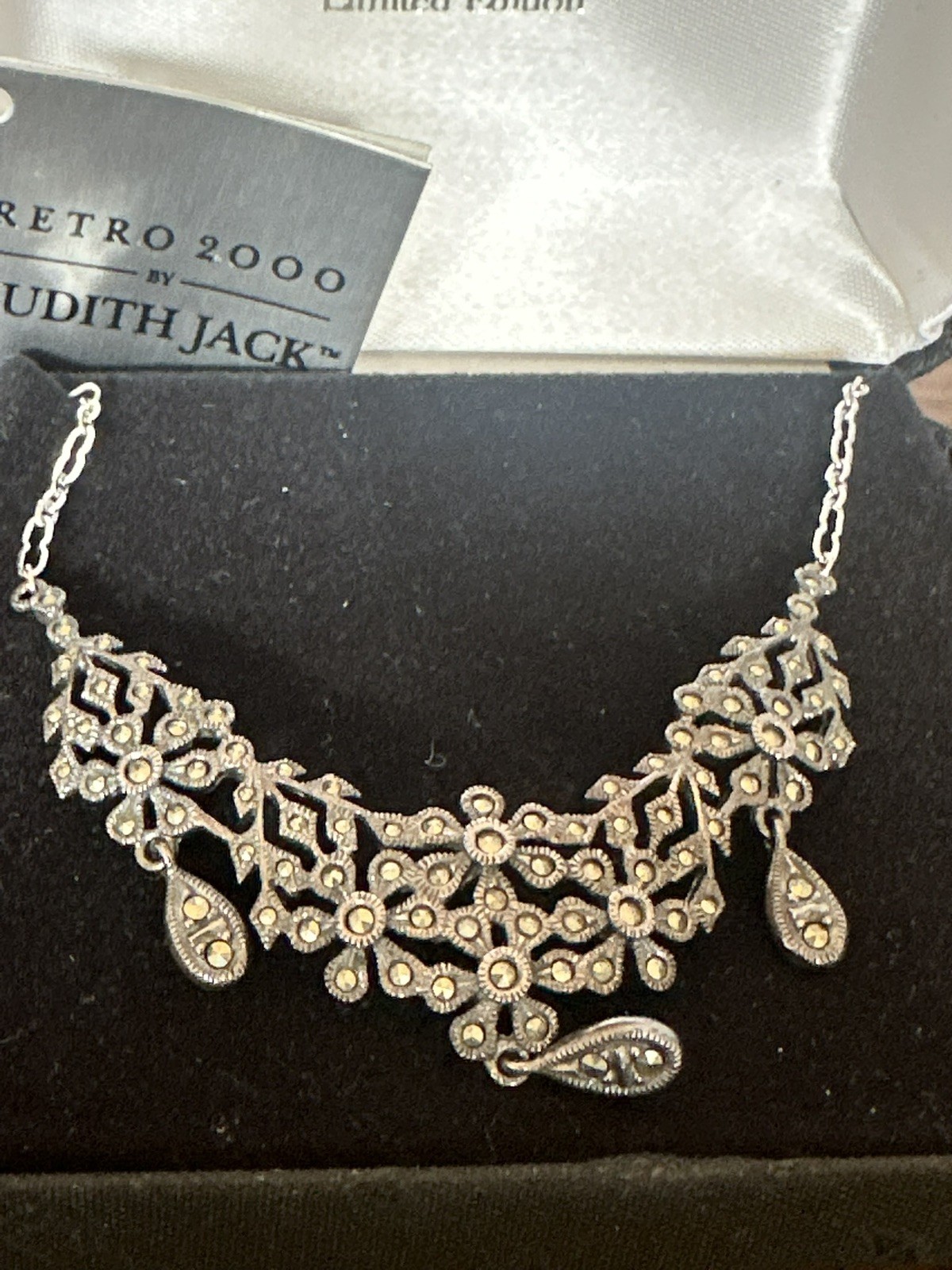 Stunning Sterling Silver & Marcasite Necklace Judith Jack Retro 2000 LE
