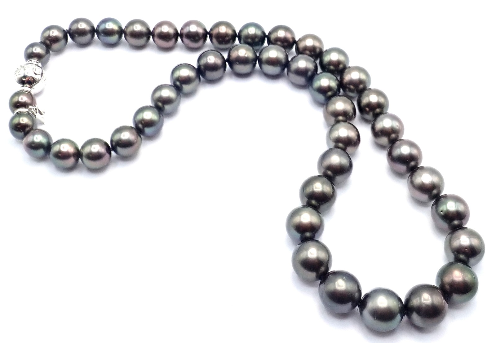 Mikimoto 18k White Gold Diamond Large Tahitian South Sea Pearl Strand Necklace