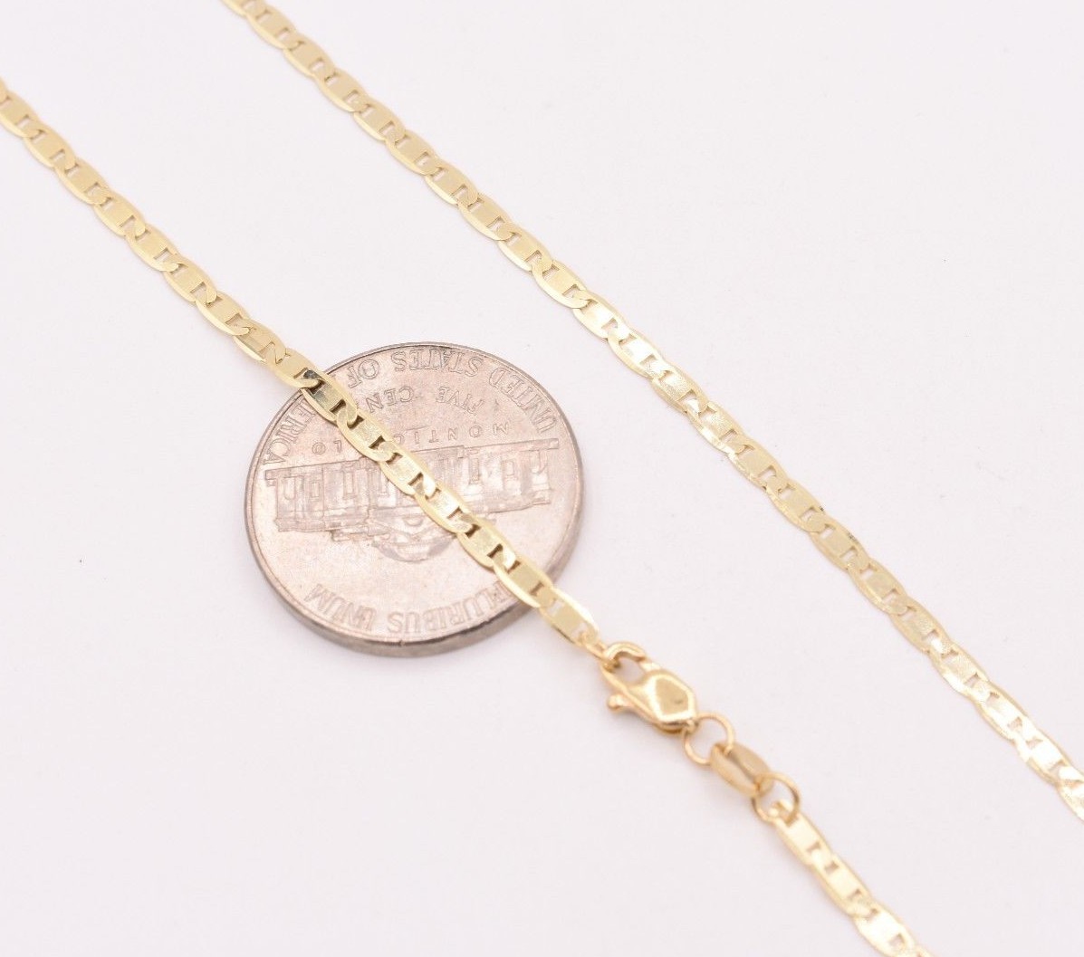 2.3mm Mariner Anchor Link Chain Necklace Real Solid 10K Yellow Gold