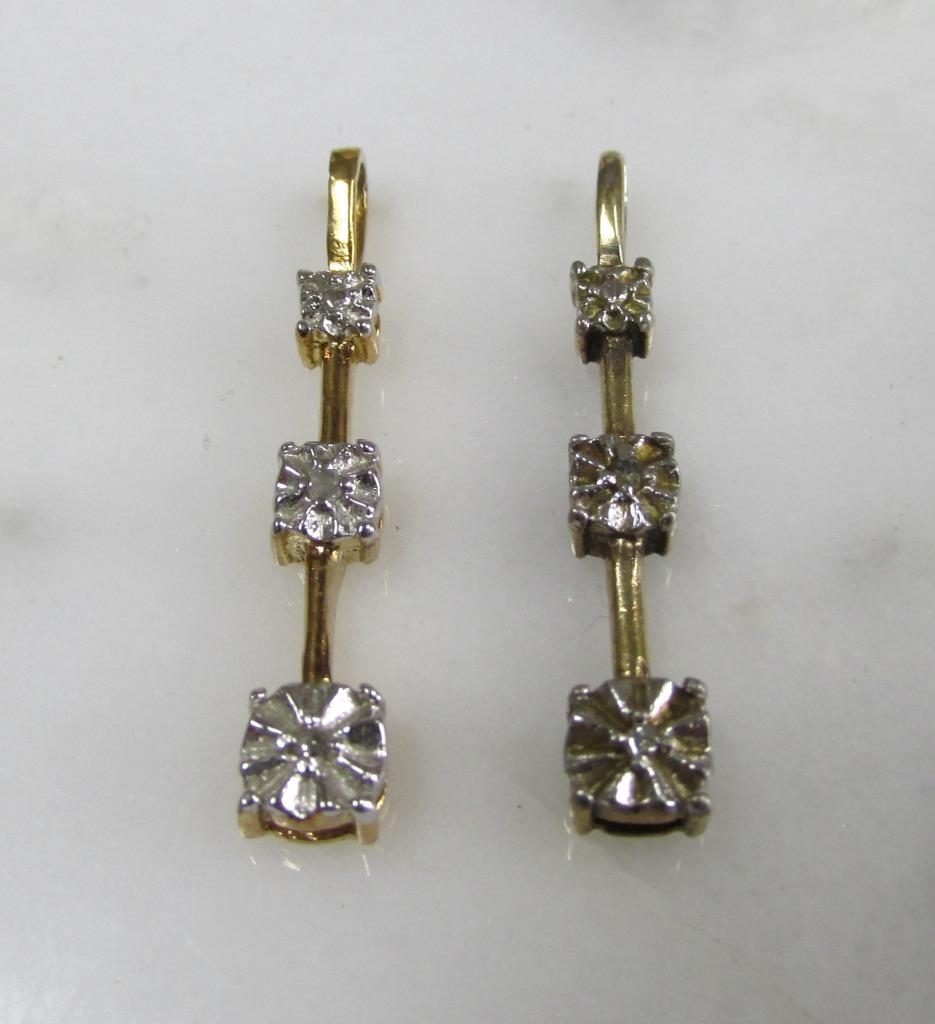 RSE Set Of 2 GP Sterling Silver Diamond Accented Pendants 1.1″ ~ 2.2g ~ 6-H1353