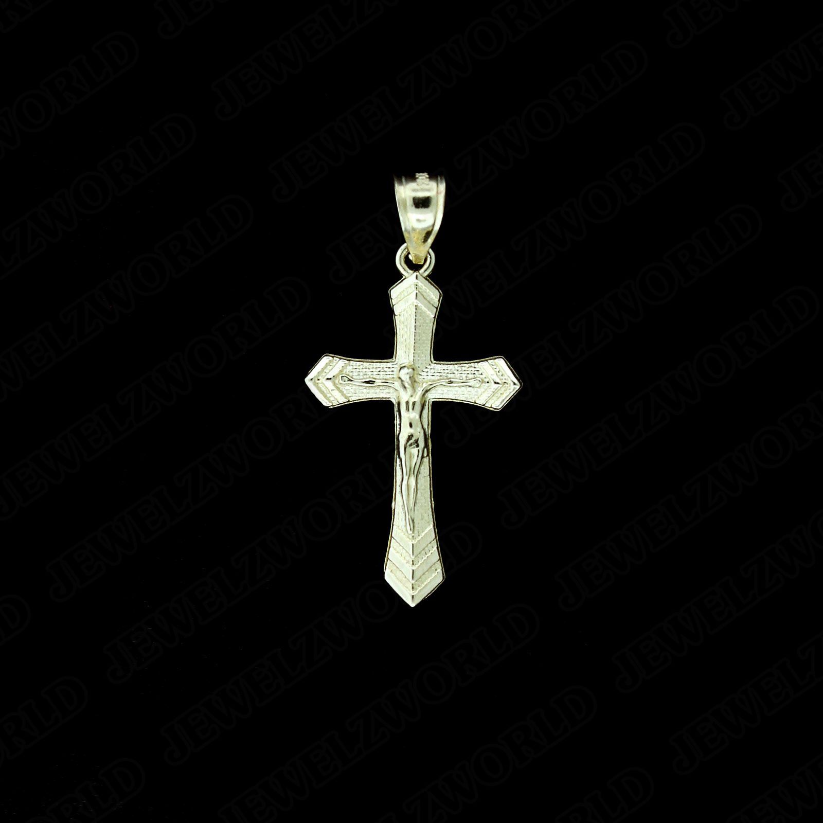 Real 10K Solid Yellow Gold Cross Pendant Diamond Cut Gold Jesus Crucifix Charm