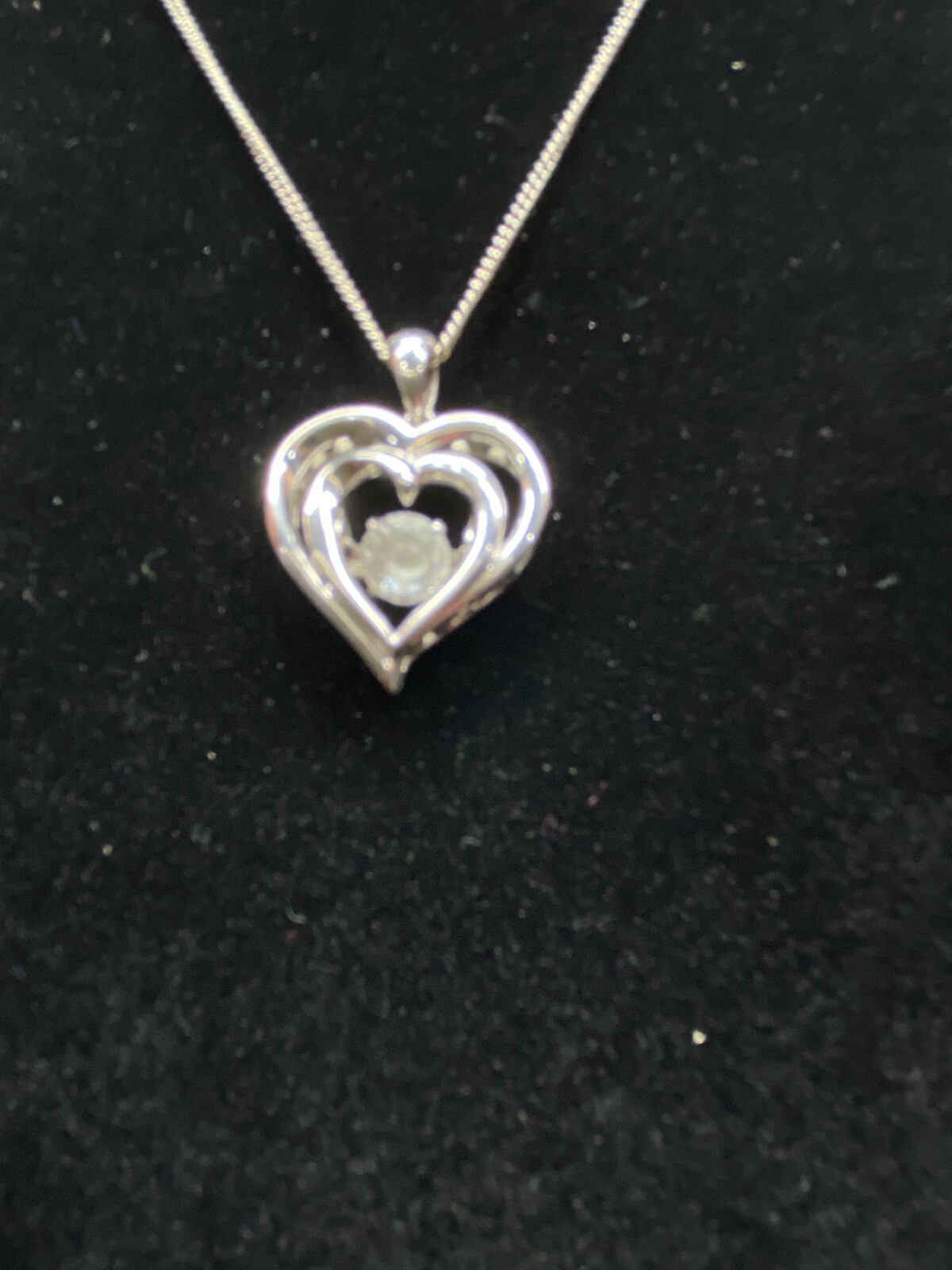 Sterling 925 Heart within a Heart 5 mm CZ 0.75 X 0.75 in Pendant, Charm