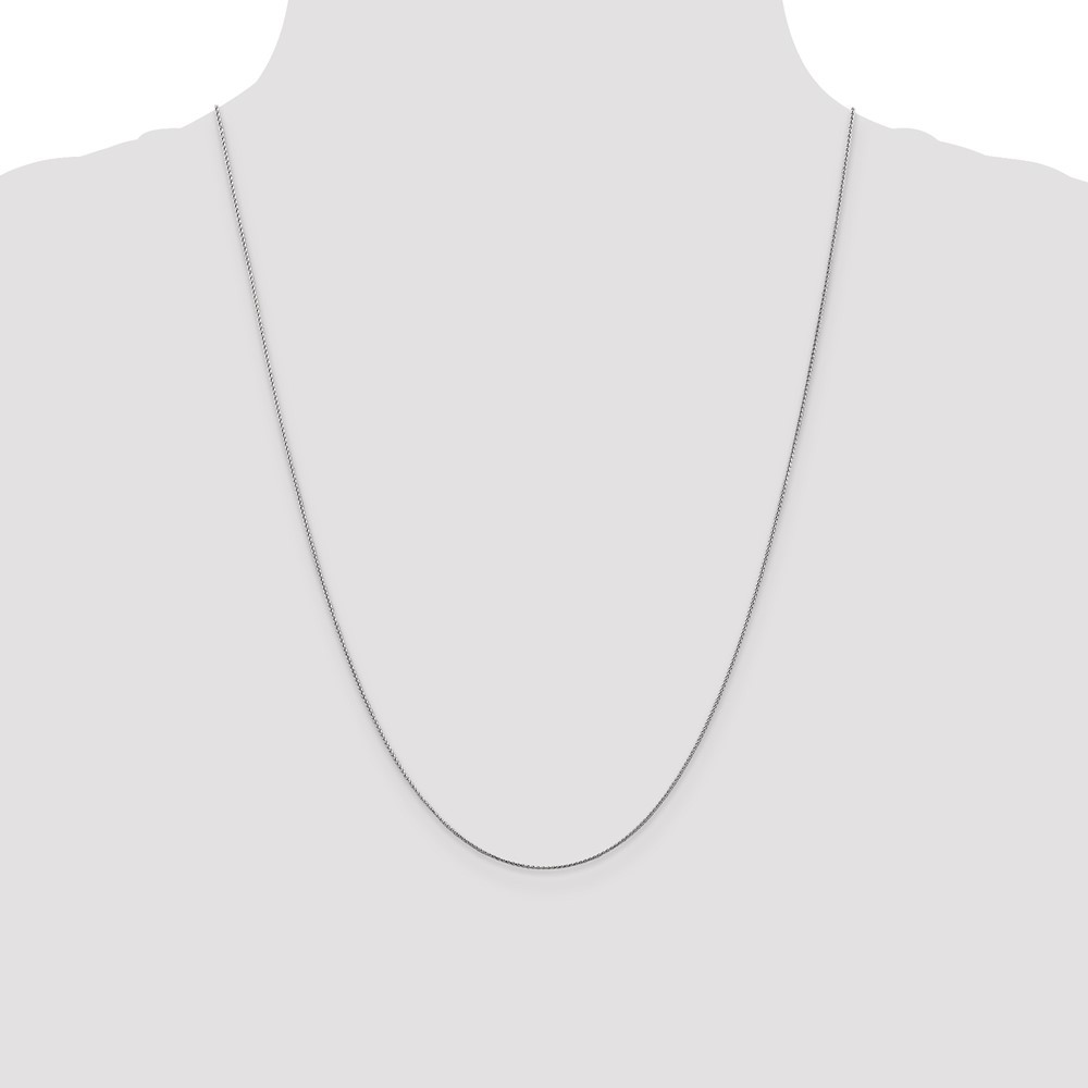 14K White Gold 0.65mm Spiga (Wheat) Chain Necklace 24 Inch Mens Womens