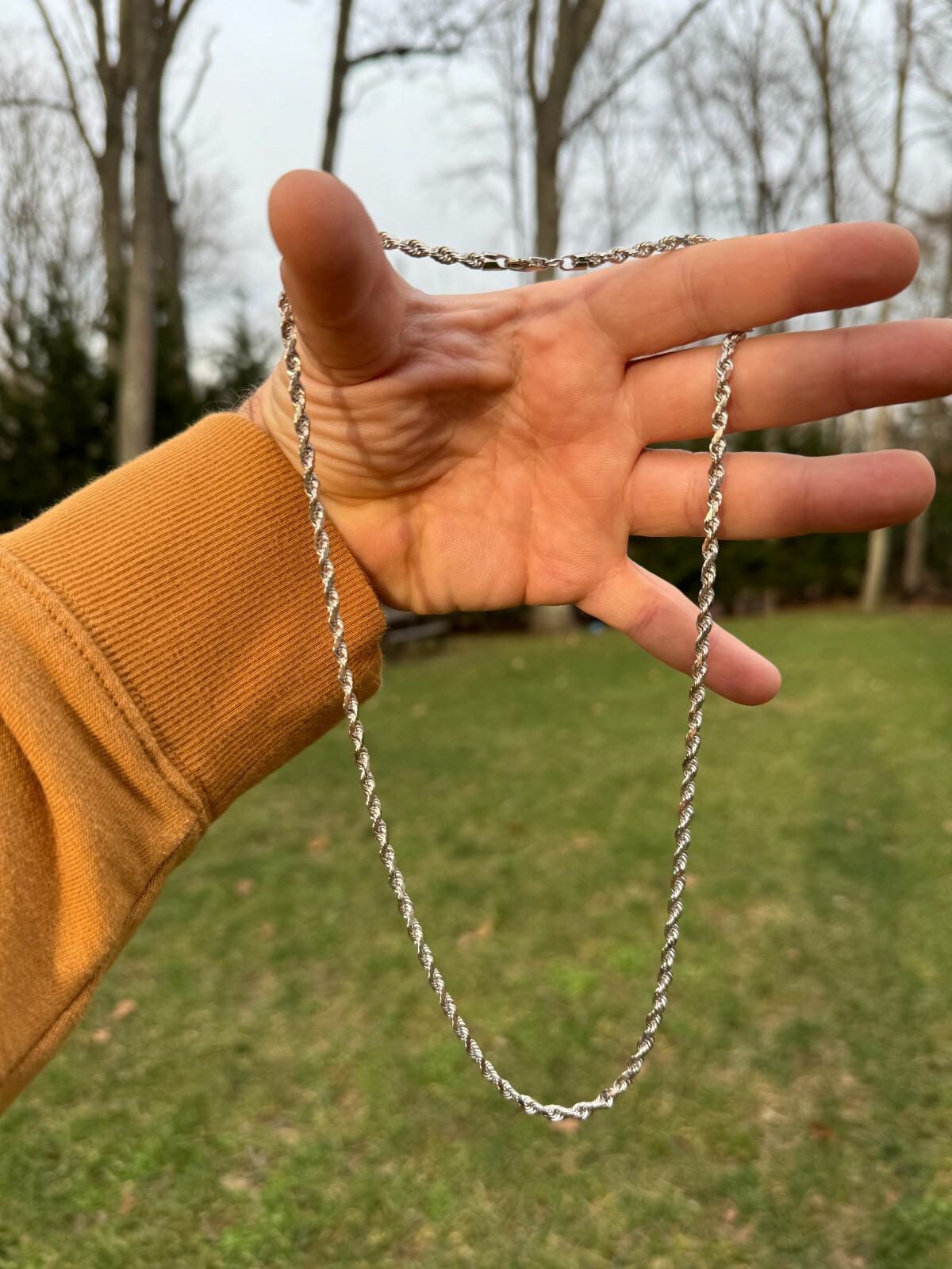 Solid 14k White Gold Men’s Women’s Real Rope Chain Necklace 1.5mm-4mm