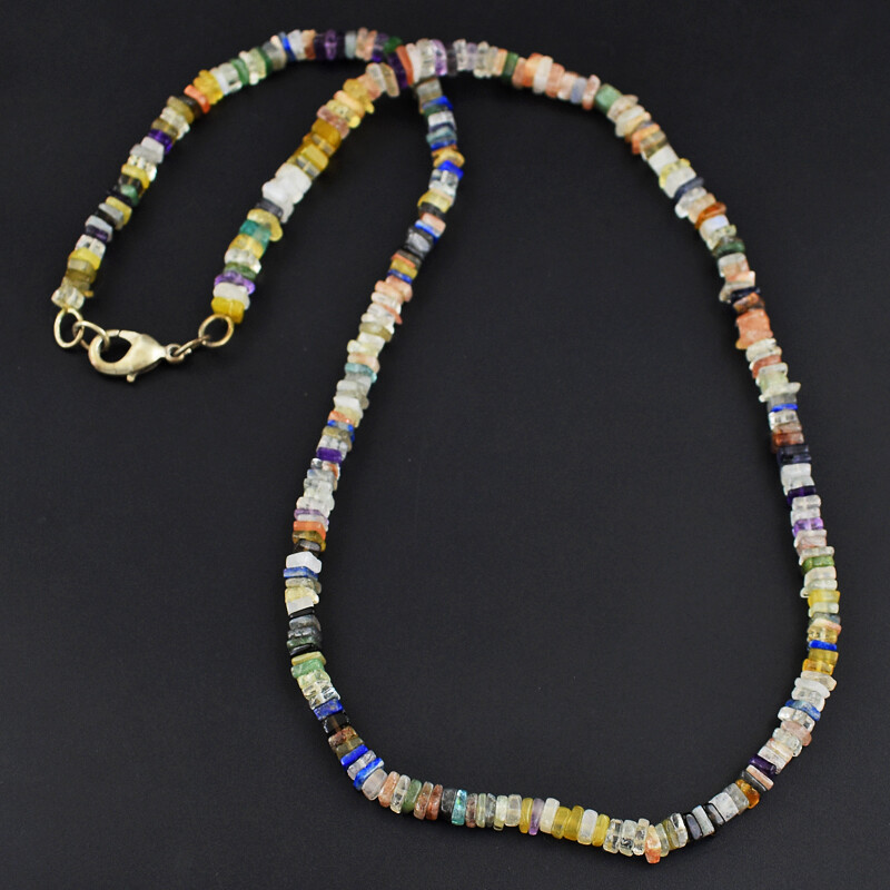 114 Cts Natural Single Strand Mix Gem Heishi Beads Necklace Jewelry JK 66E332