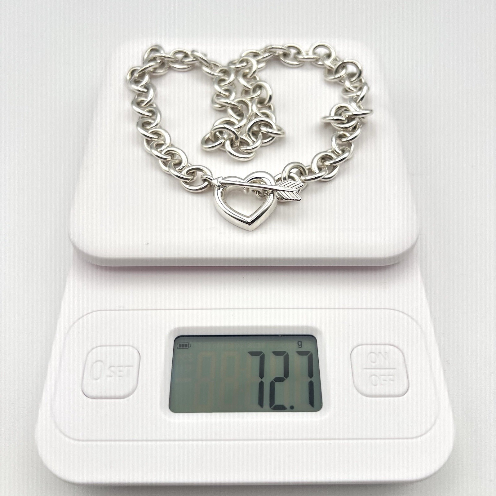 Tiffany & Co. Rare Heart Arrow Toggle Chain Necklace Silver 925 Italy 72.7g