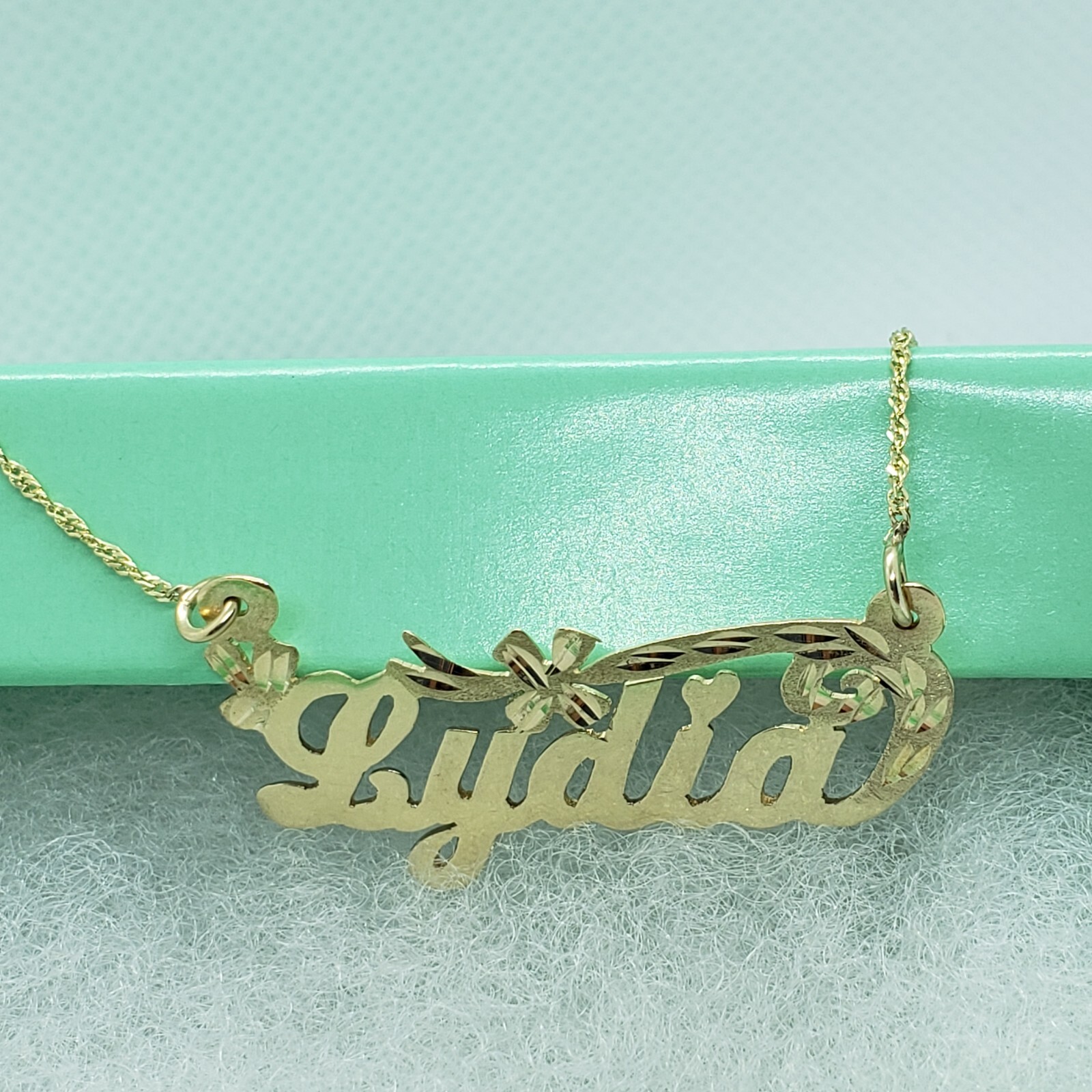 10K Yellow Gold Personalized Handmade Name Pendant with/out Singapore Chain