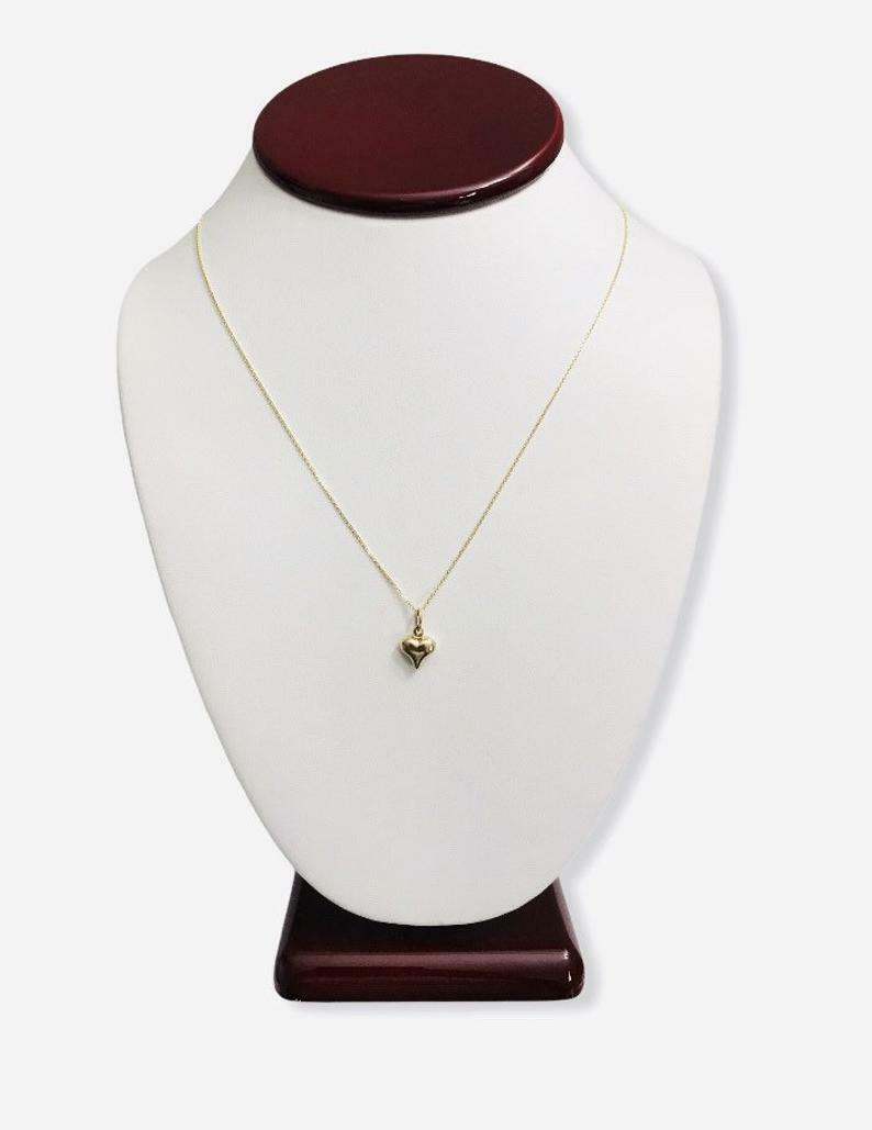 10K Real Gold Puffy Heart 14mm / 0.55″ Pendant, 3-D Puffy Heart Necklace – C2905