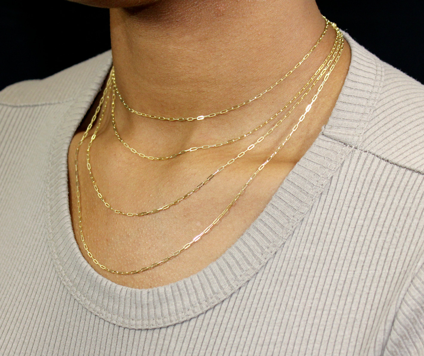 14k Gold Chain 1.5mm Solid Necklace Paper Clip Chain 14″ 16″ 18″ 20″ Fine Fancy
