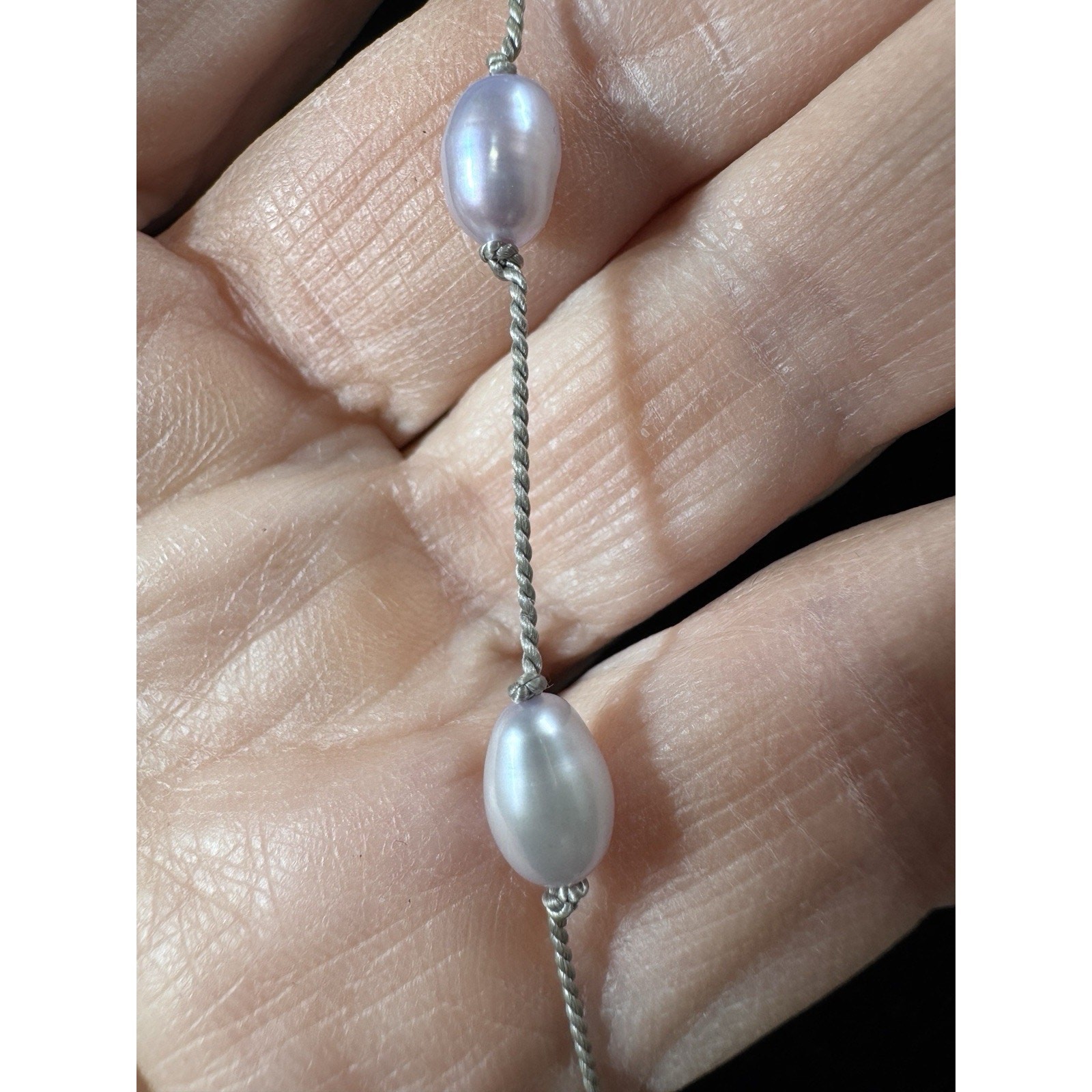 Vintage White Pearls 20” Large 5.8 – 8.3 mm Hand Knotted Grey Cord Barrel Clasp