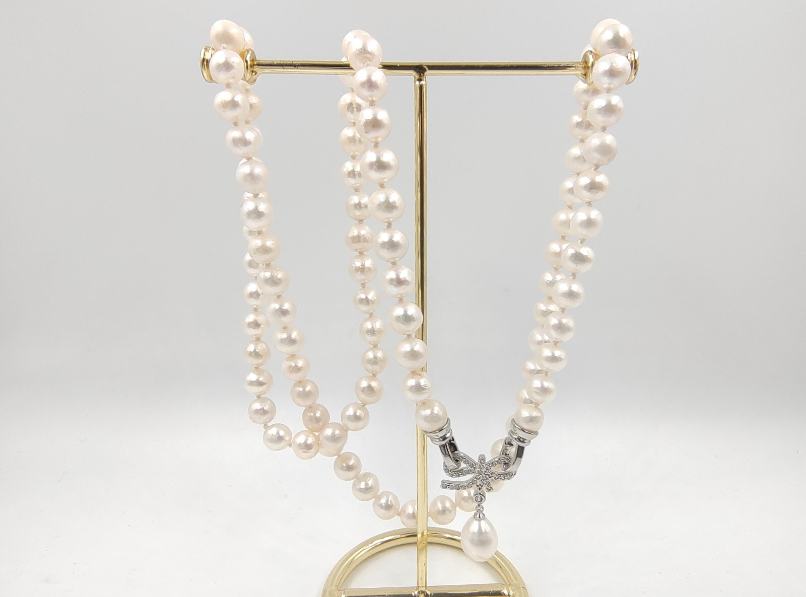 Genuine 30″ Super Luster White Natural Seawater 9mm Pearl Necklace 950 Platinum
