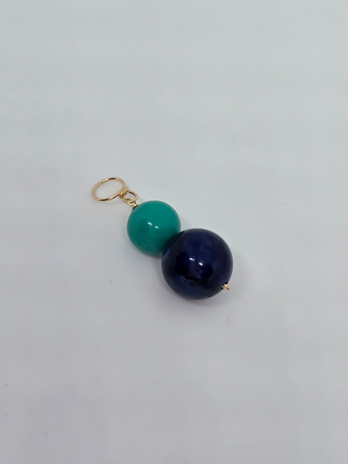 14k Yellow Gold Lapis Lazuli and Turquoise Drop Dangle Pendant 1″