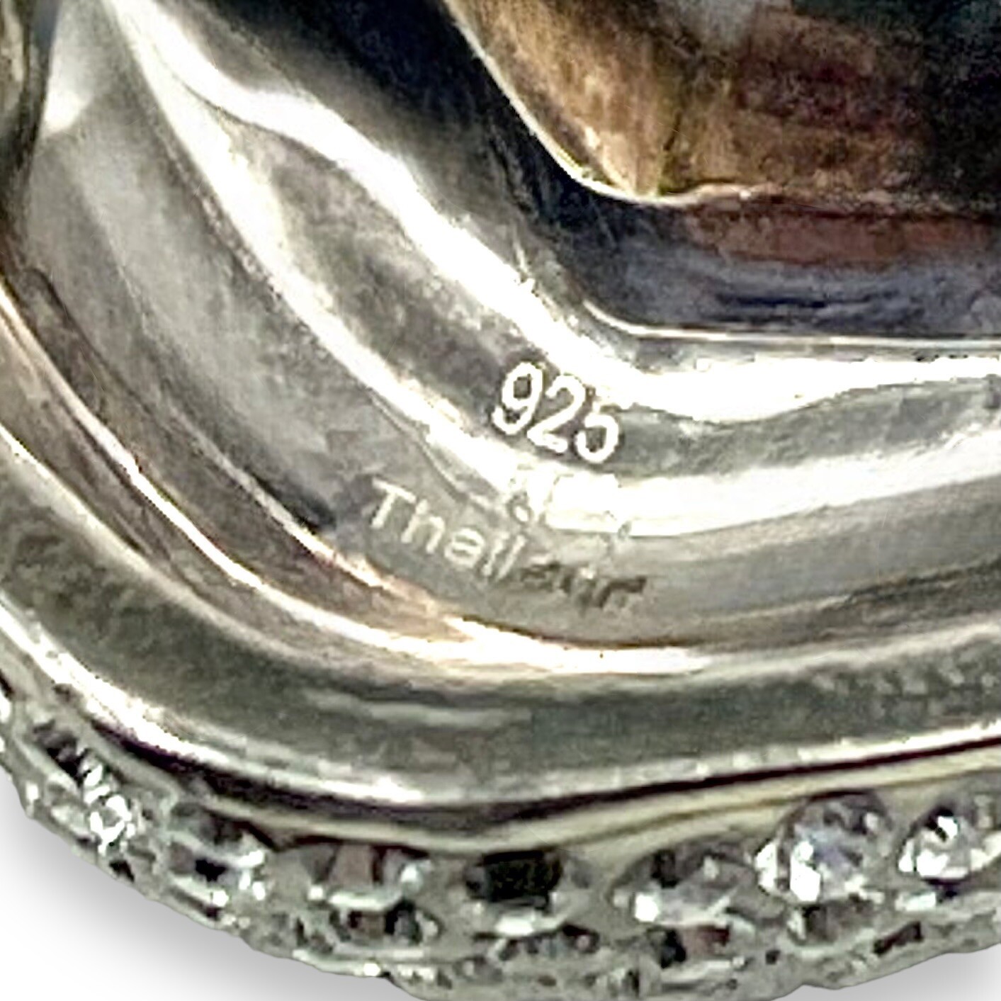 CRYSTAL PAVE HEART Slide Bead Charm 1” N925 Quiet Wealth Bling Shhhh EUC