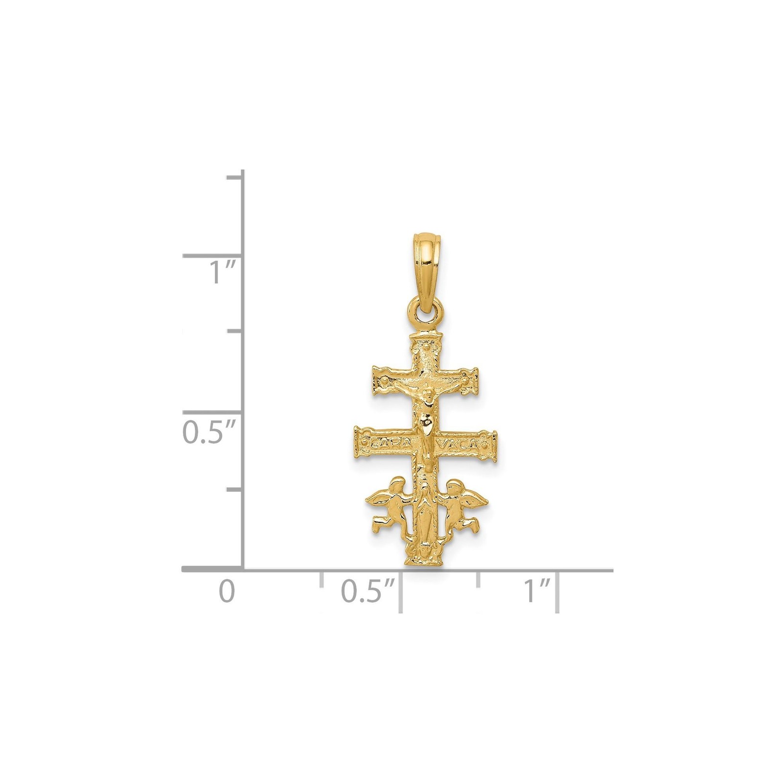 14k Real Gold Caravaca Crucifix Cross Pendant Necklace for Men Women Catholic