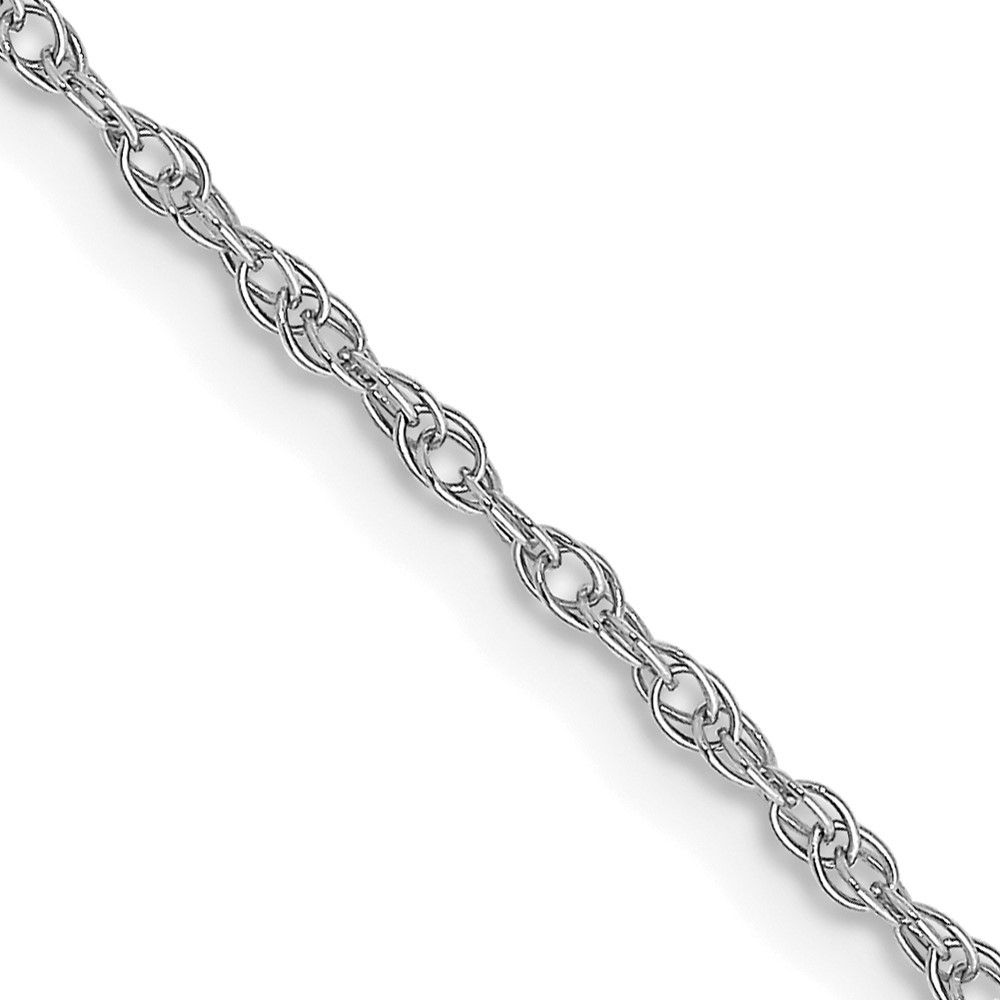 Real 14K White Gold 1.15mm Carded Cable Rope Chain; 16 inch; Women & Men