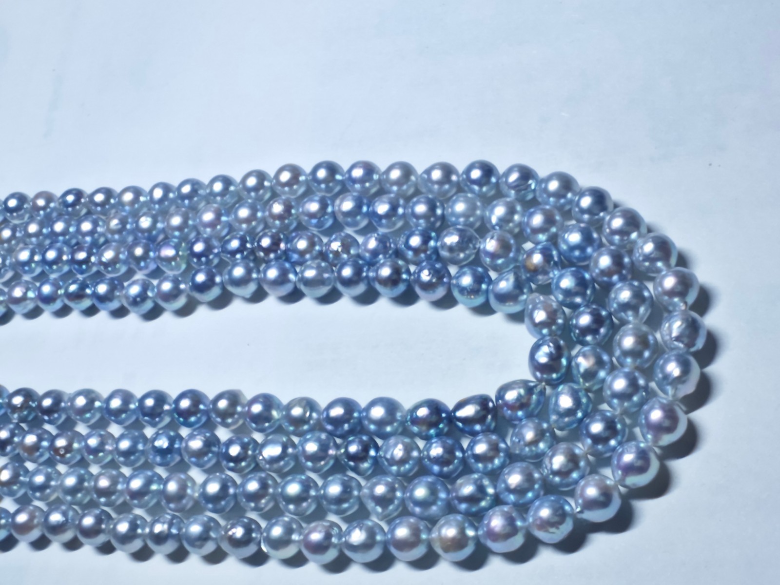 Deep Midnight Blue! Stunning Aurora Luster Natural Madama Akoya Pearl Necklace