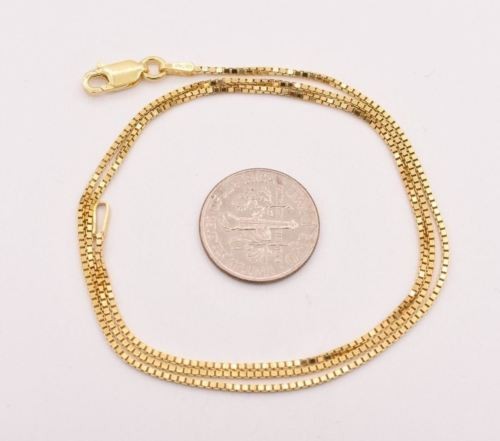 1mm Italian Square Box Chain Necklace 14K Yellow Gold-Plated Sterling Silver 925