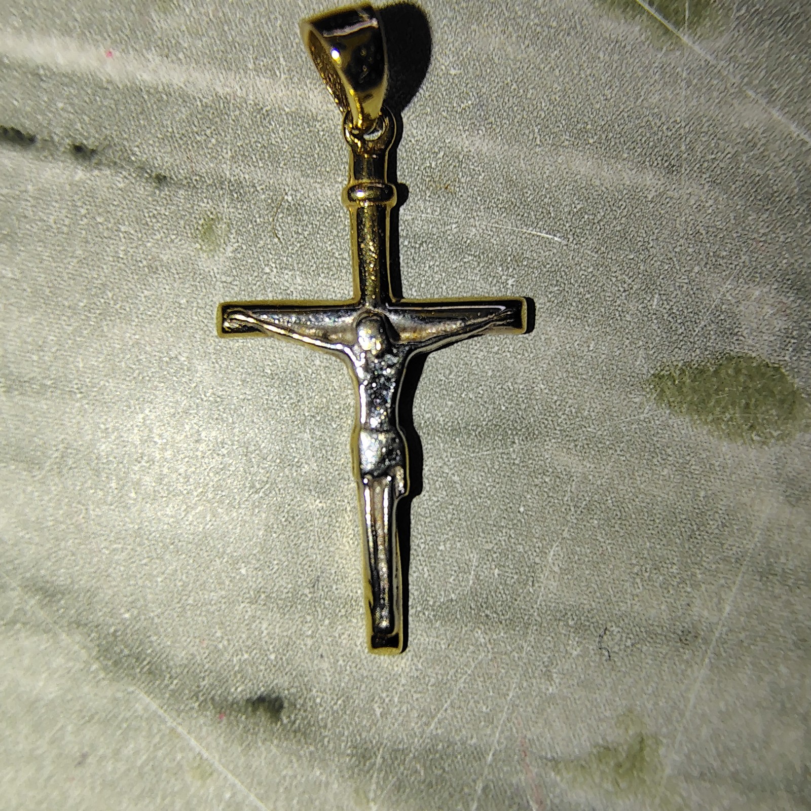 🌾14k Yellow & White Gold Cross Pendant ¾”
