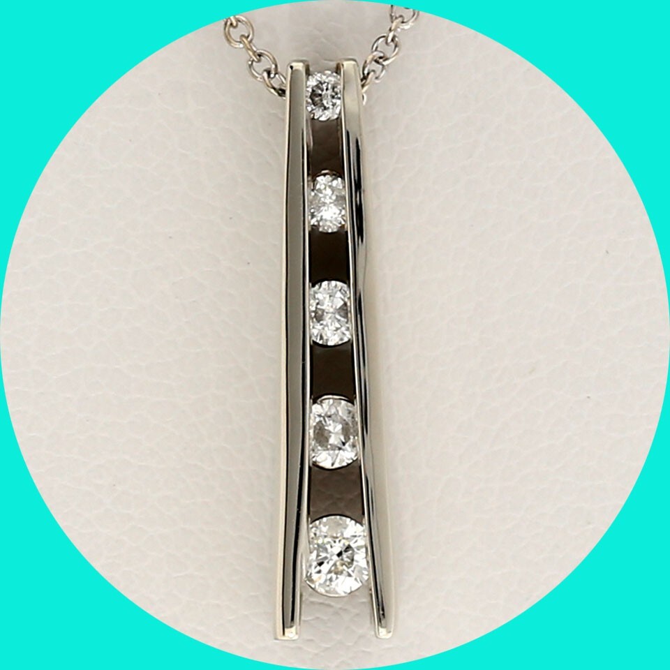 Diamond Journey Pendant Necklace .30CT 14K White Gold 16” Chain