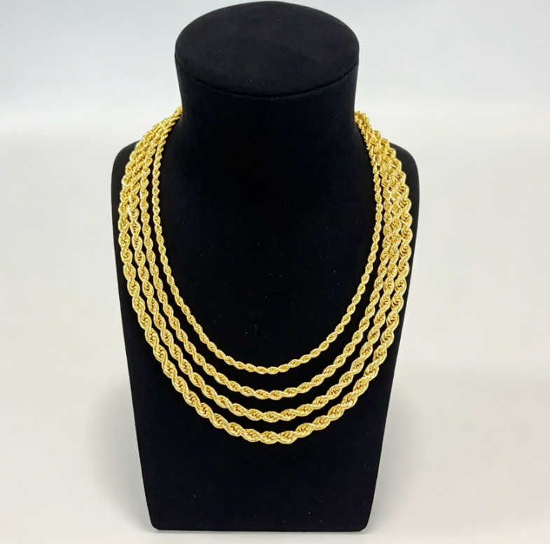 Real 14K SOLID Yellow Gold Rope Chain 1.5-9mm 20-26Inches necklace Lobster Lock