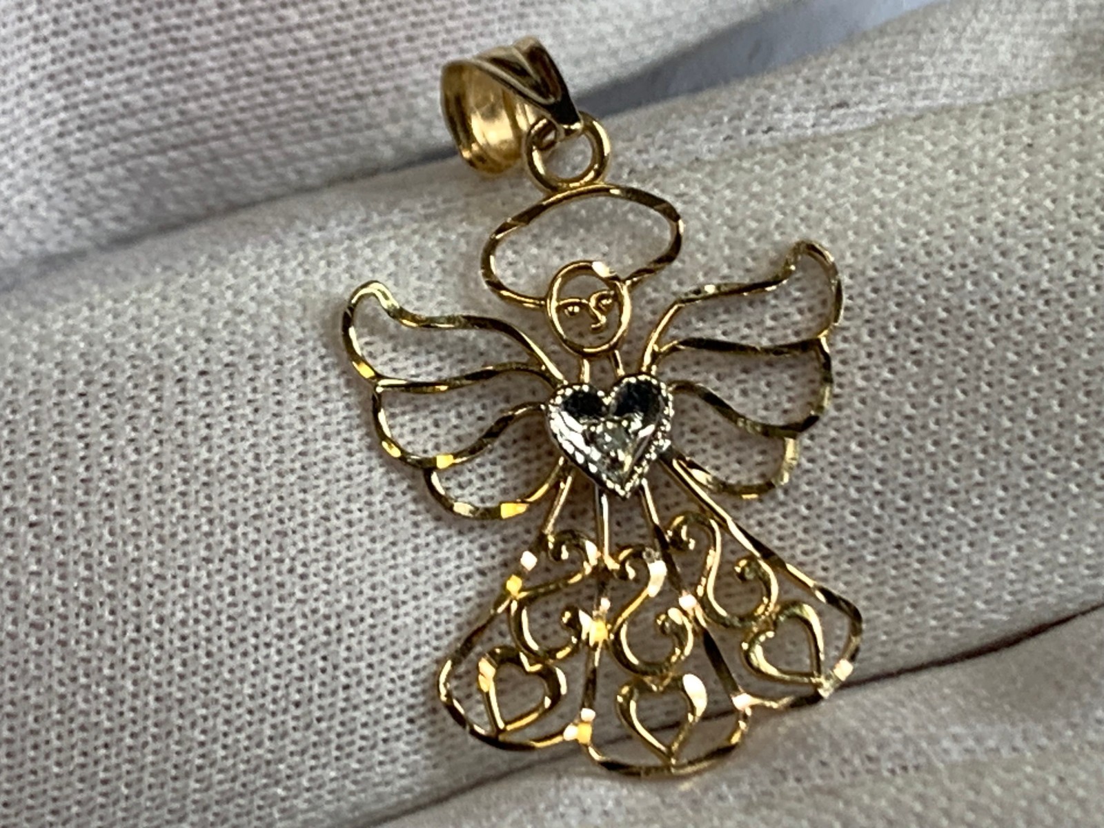 14K Yellow & White Gold Angel Charm .61g Fine Jewelry Michael Anthony Pendant