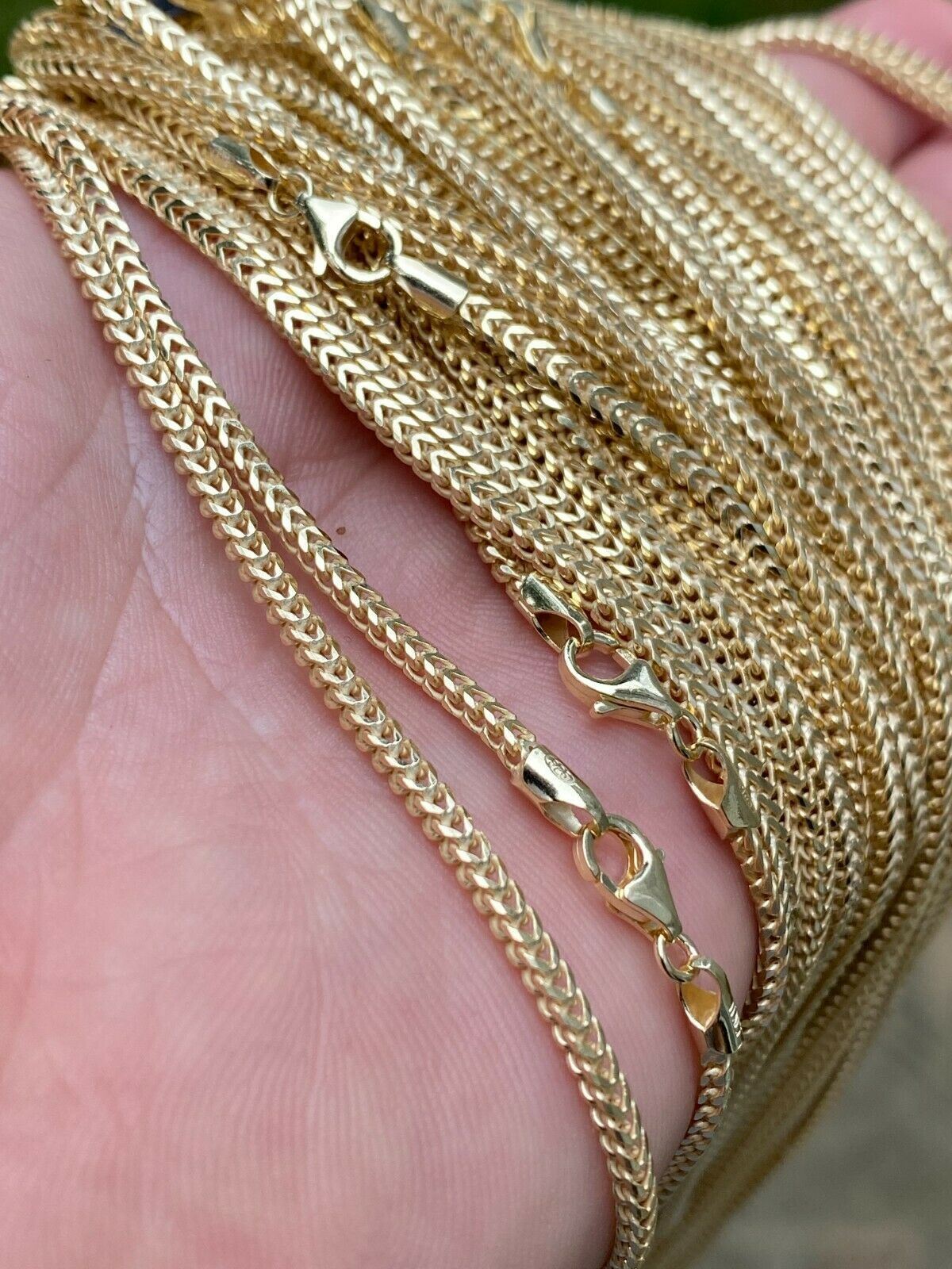 2mm 14k Gold Plated 925 Sterling Silver Franco Chain Necklace WHOLESALE 10pc