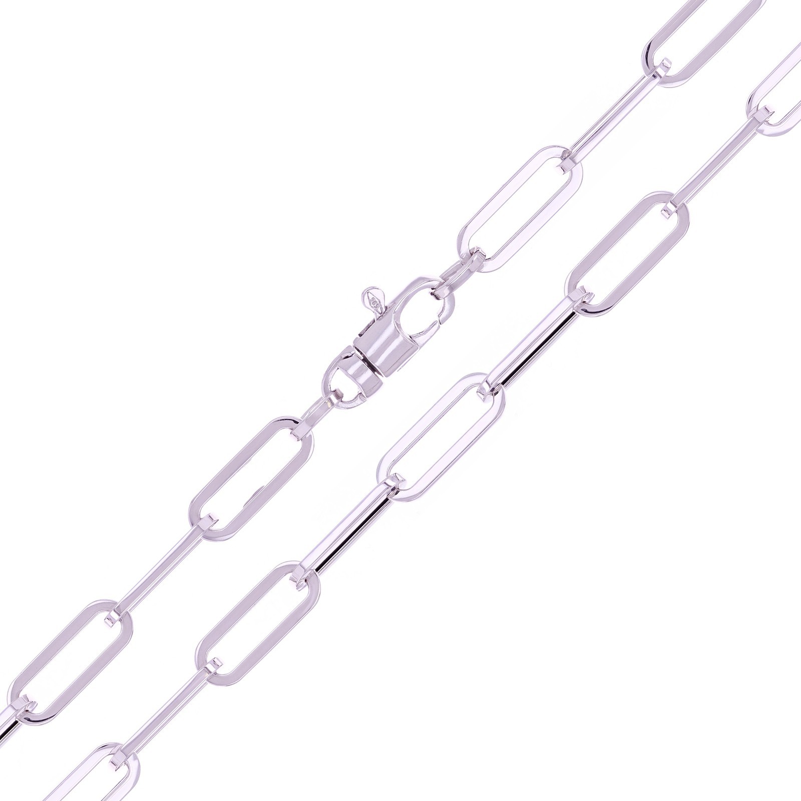 Italian 14k White Gold Hollow Paper Clip Link Chain Necklace 18″ 4.6mm 7 grams