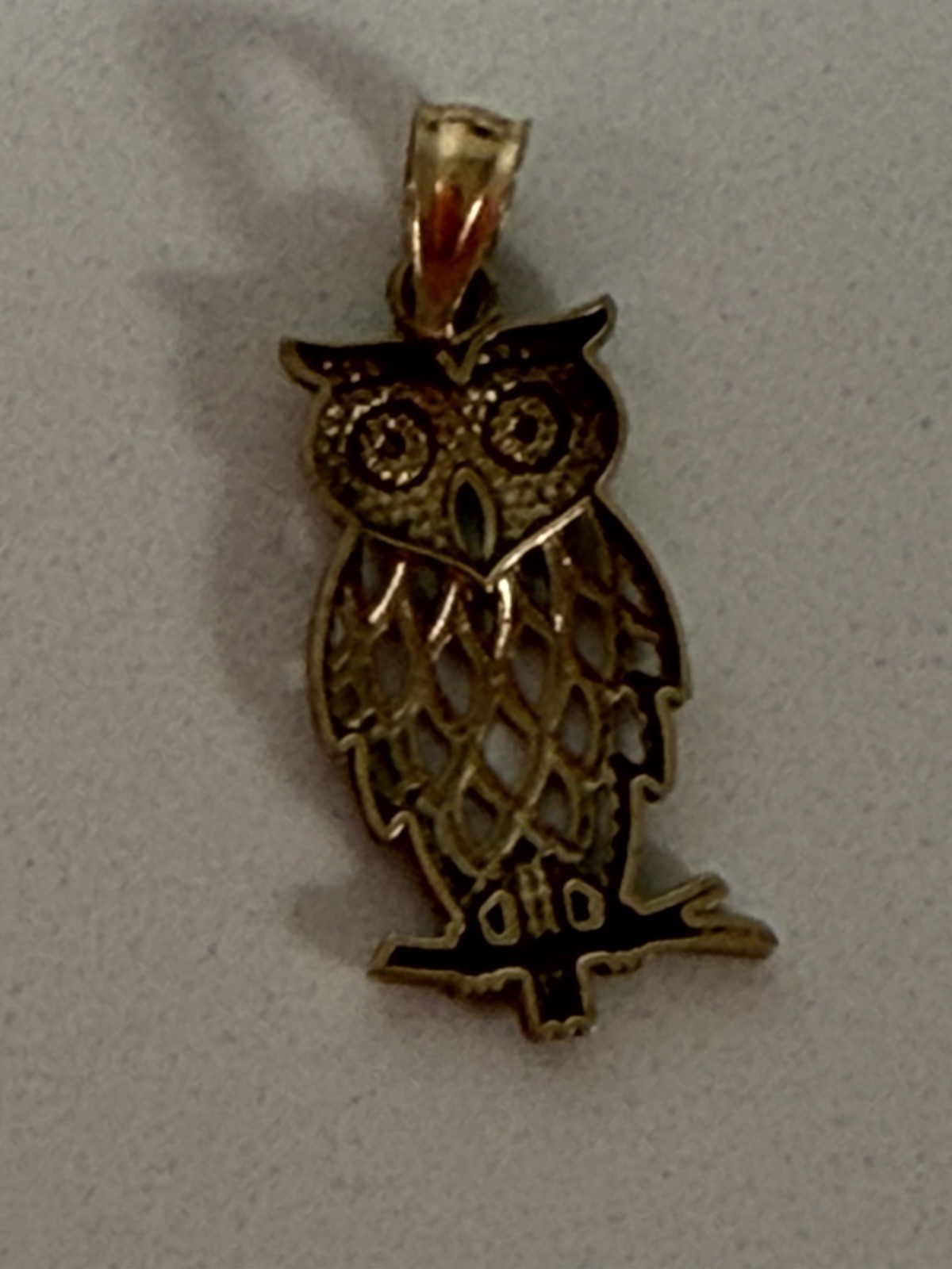 Cute Vintage 10k Two-Tone Yellow White Gold Openwork Owl Pendant