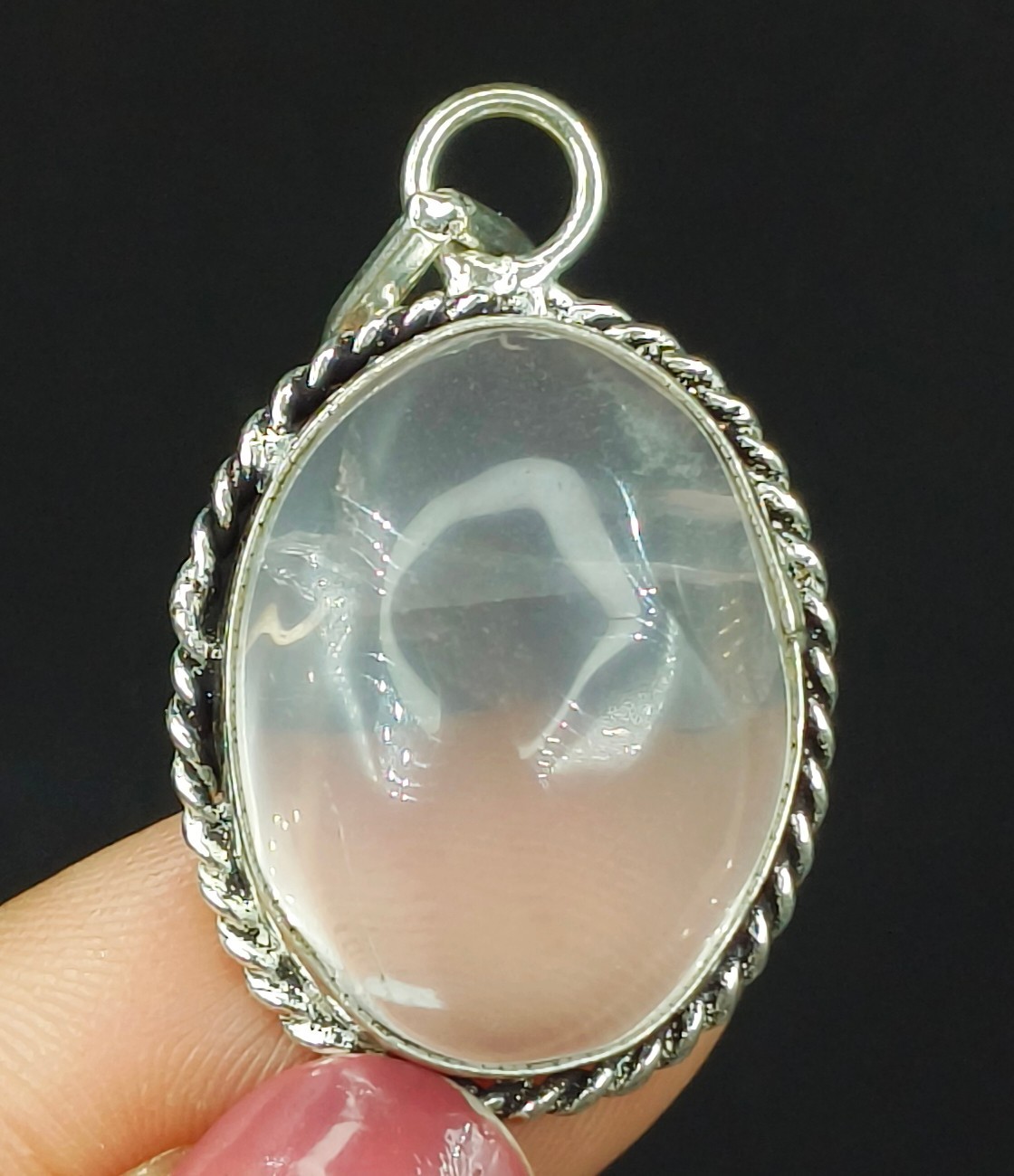 925 Sterling Silver Handmade Jewelry Natural Rose Quartz Gemstone Pendant
