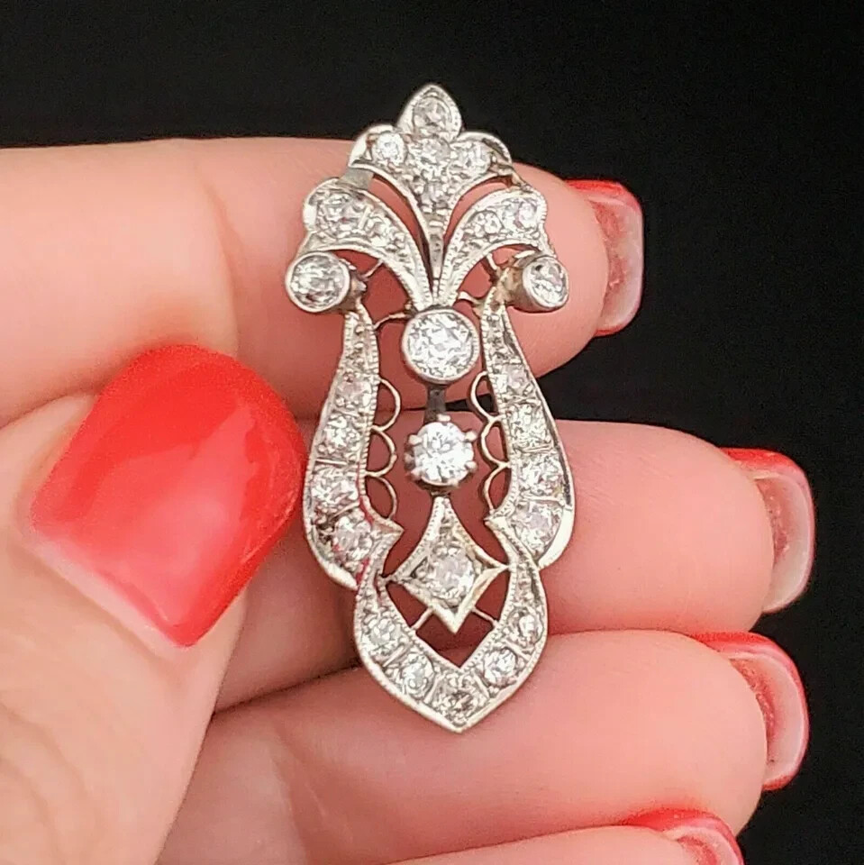 3Ct Round Cut Edwardian Diamond Pendant 14K White Gold Over