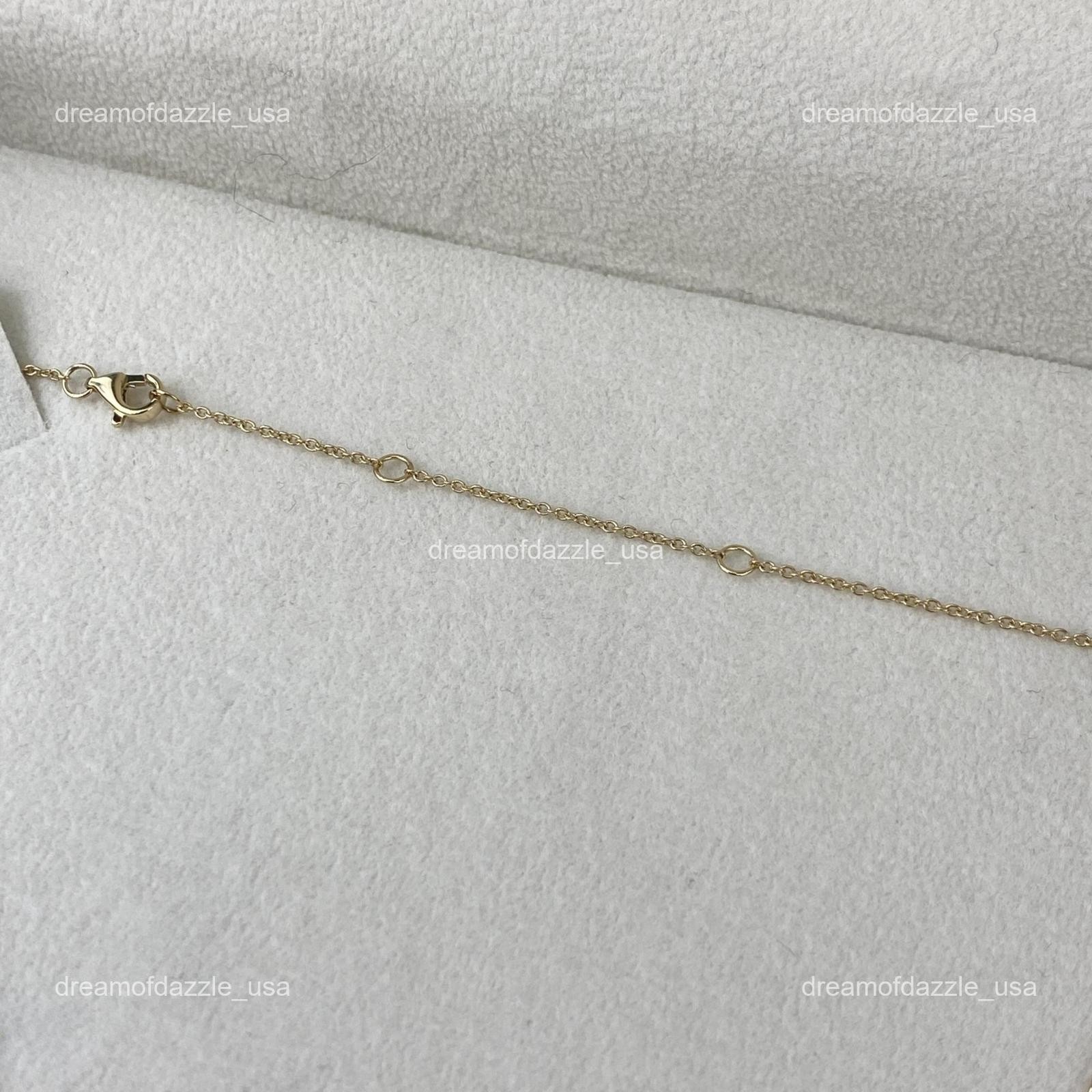 14K Solid Yellow Gold Marquise Lab Grown Diamond Birthday Chain Necklace Jewelry