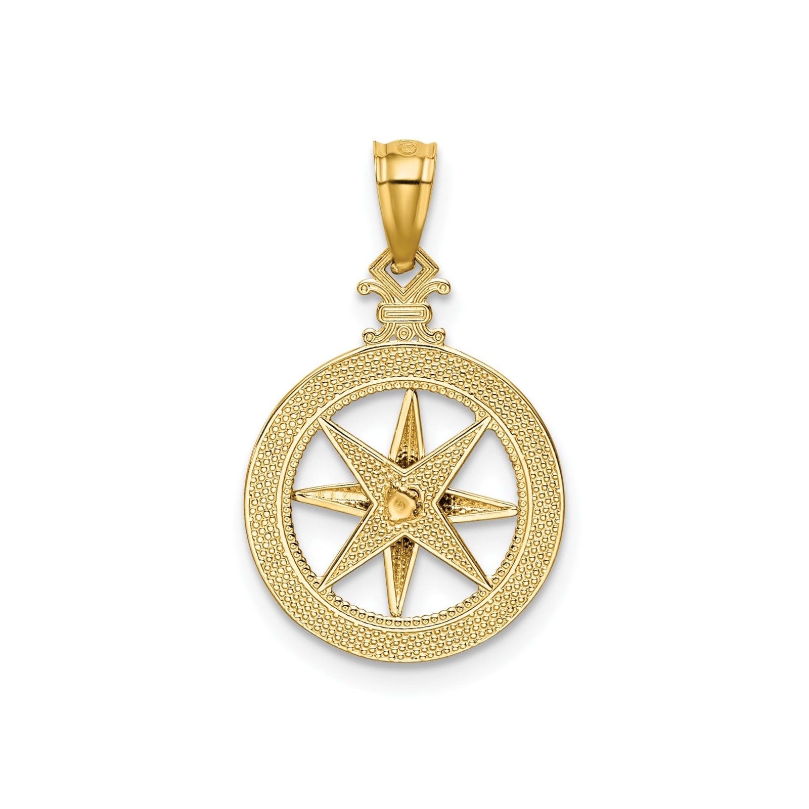 Jewelry Affairs 14k Yellow Gold Diamond-cut Compass Pendant, 22mm