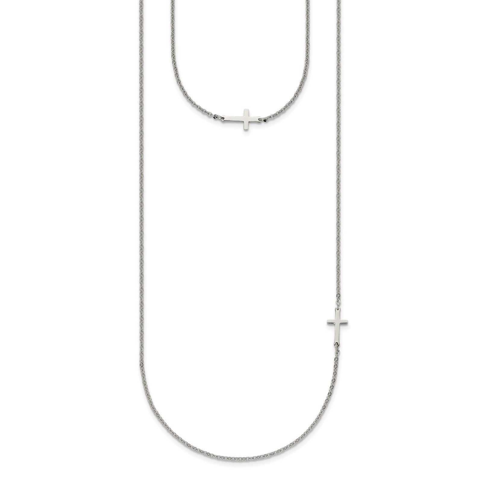 Sterling Silver Horizontal Cross Necklace Minimalist Dainty Modern Faith Jewelry