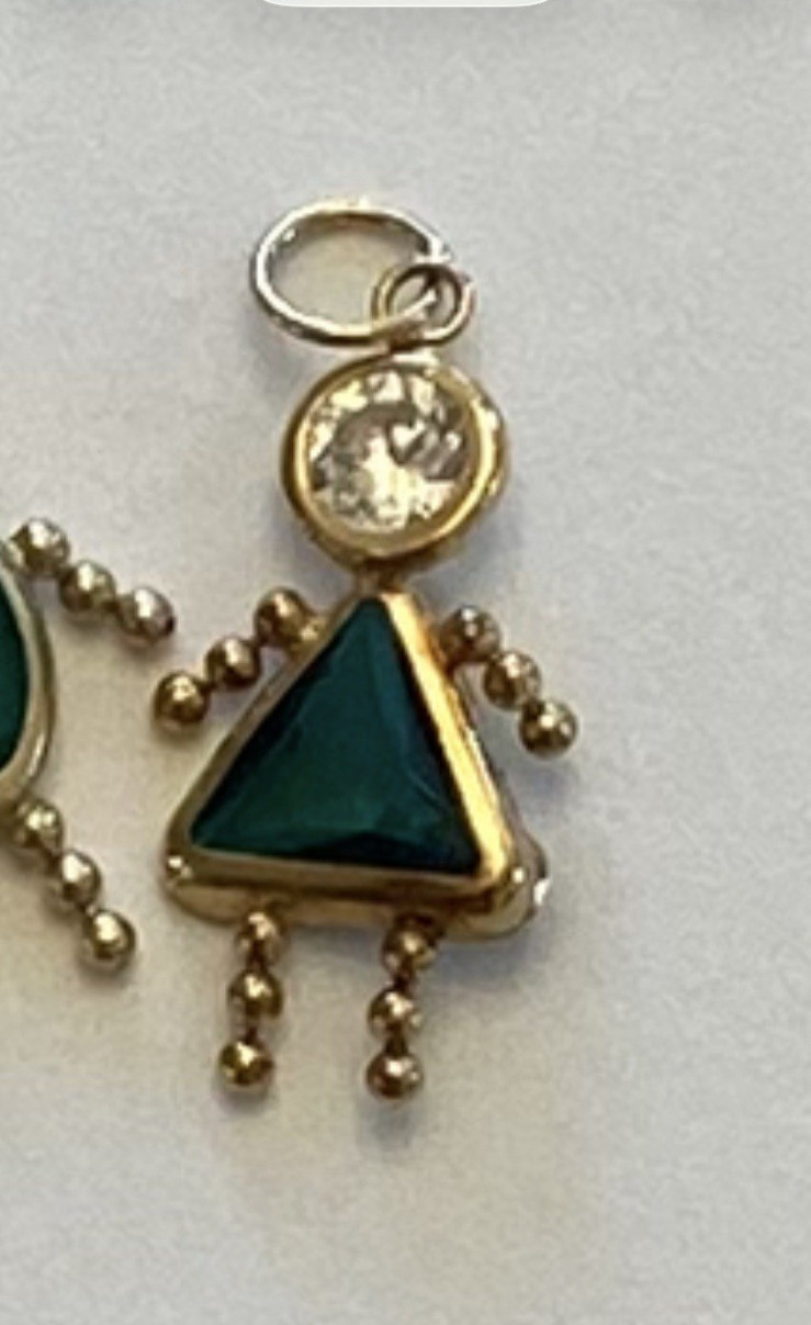 Vintage 14KT Yellow Gold BIRTHSTONE BABY BOY / GIRL Charm PENDANT gemstone MOM