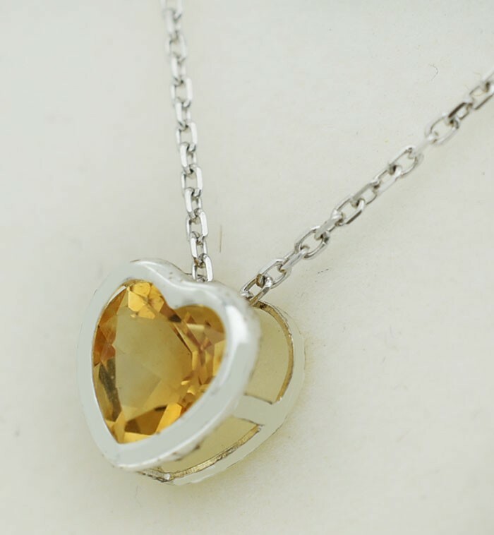 GENUINE 1.22 Cts YELLOW TOPAZ HEART PENDANT 14k GOLD – MADE IN USA – NWT