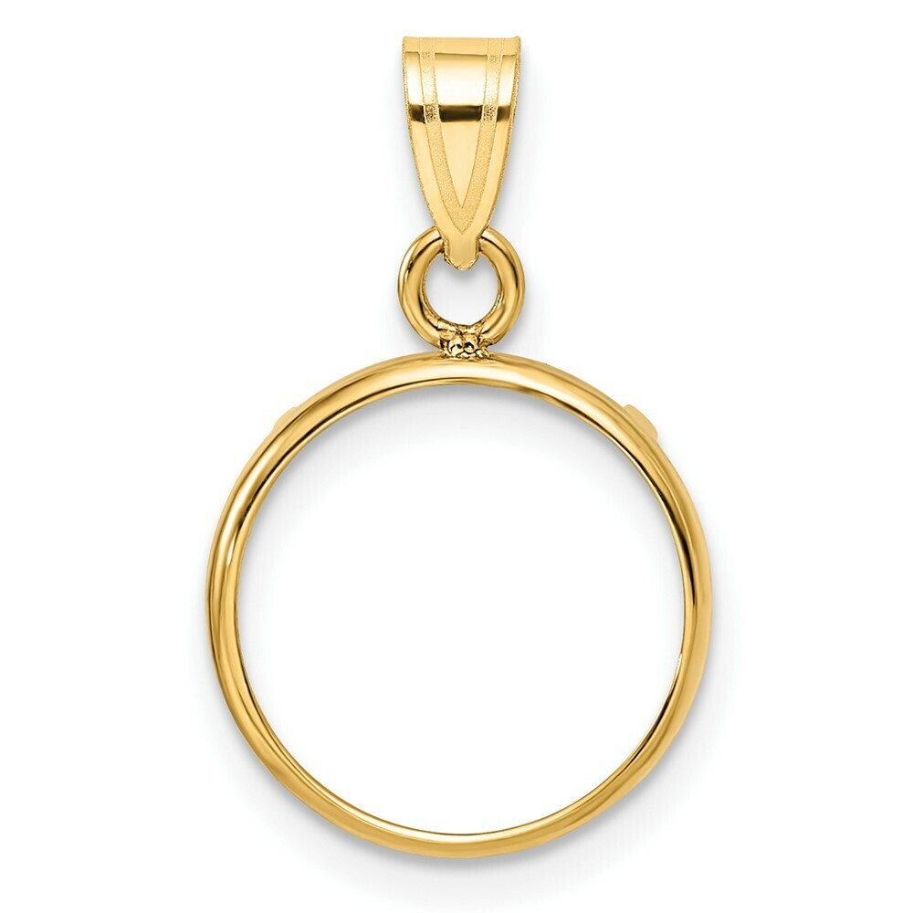 Gold Coin Bezel Pendant Mounting in 10K Yellow Gold – 13mm – 39.5mm Coin Size