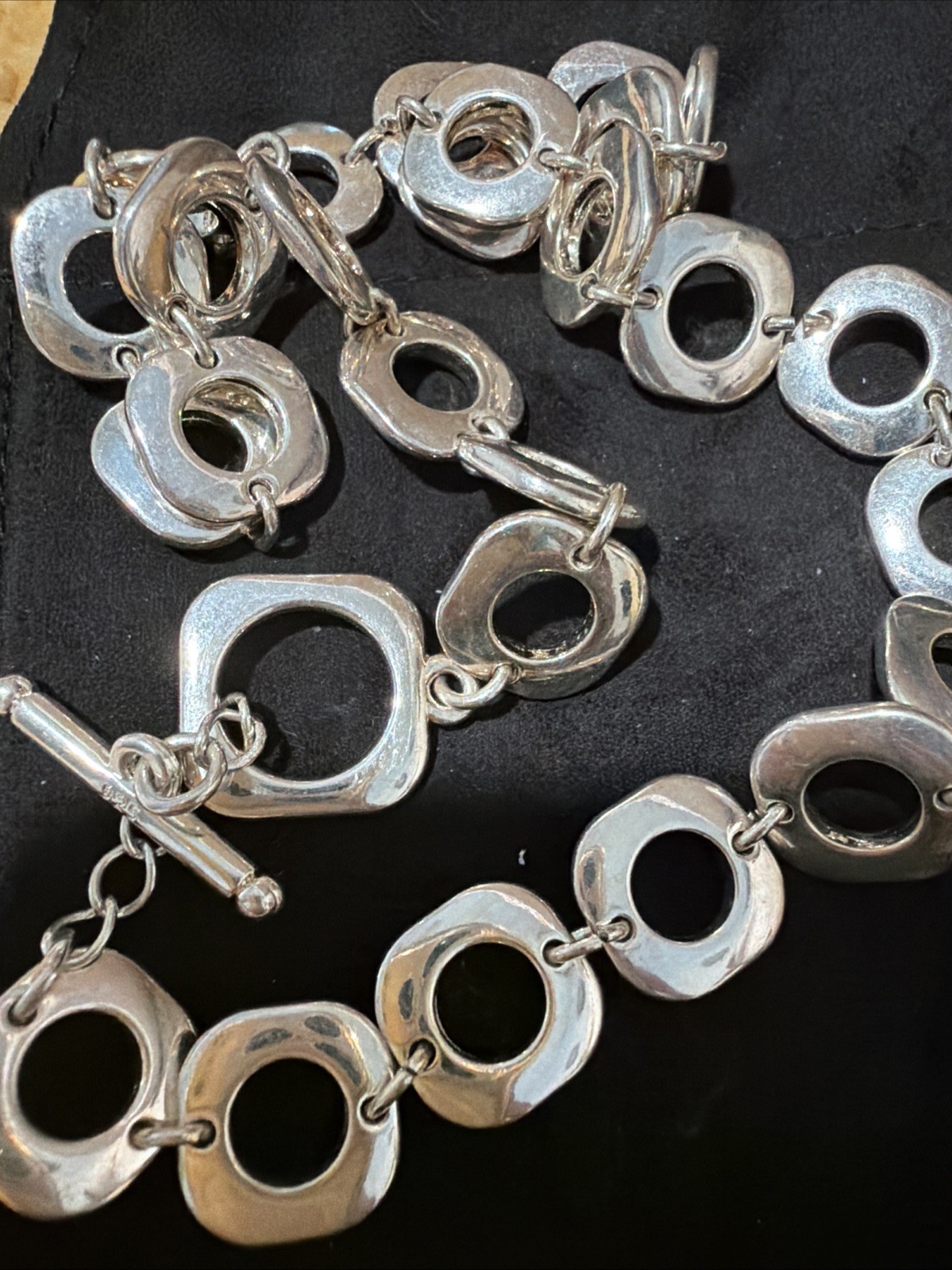 925 Sterling Silver Modern Geometric Link Necklace