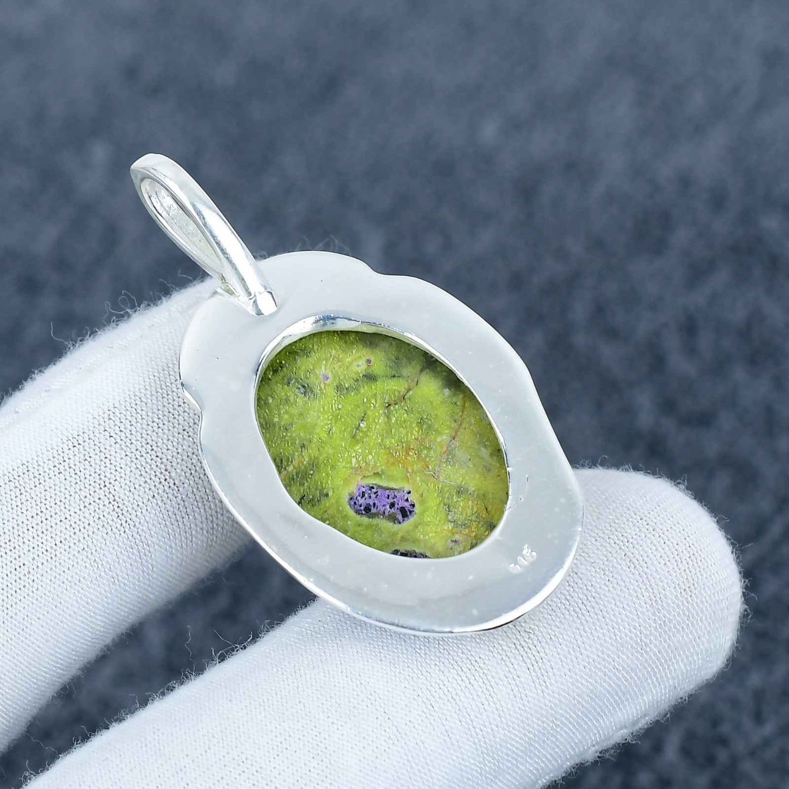 Stichtite in Serpentine Pendant | Sterling Silver Atlantisite Necklace, Gift